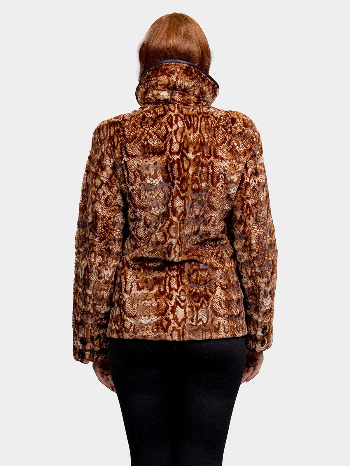 Women's Animal Print Demi Buff Sculputred Mink Jacket
