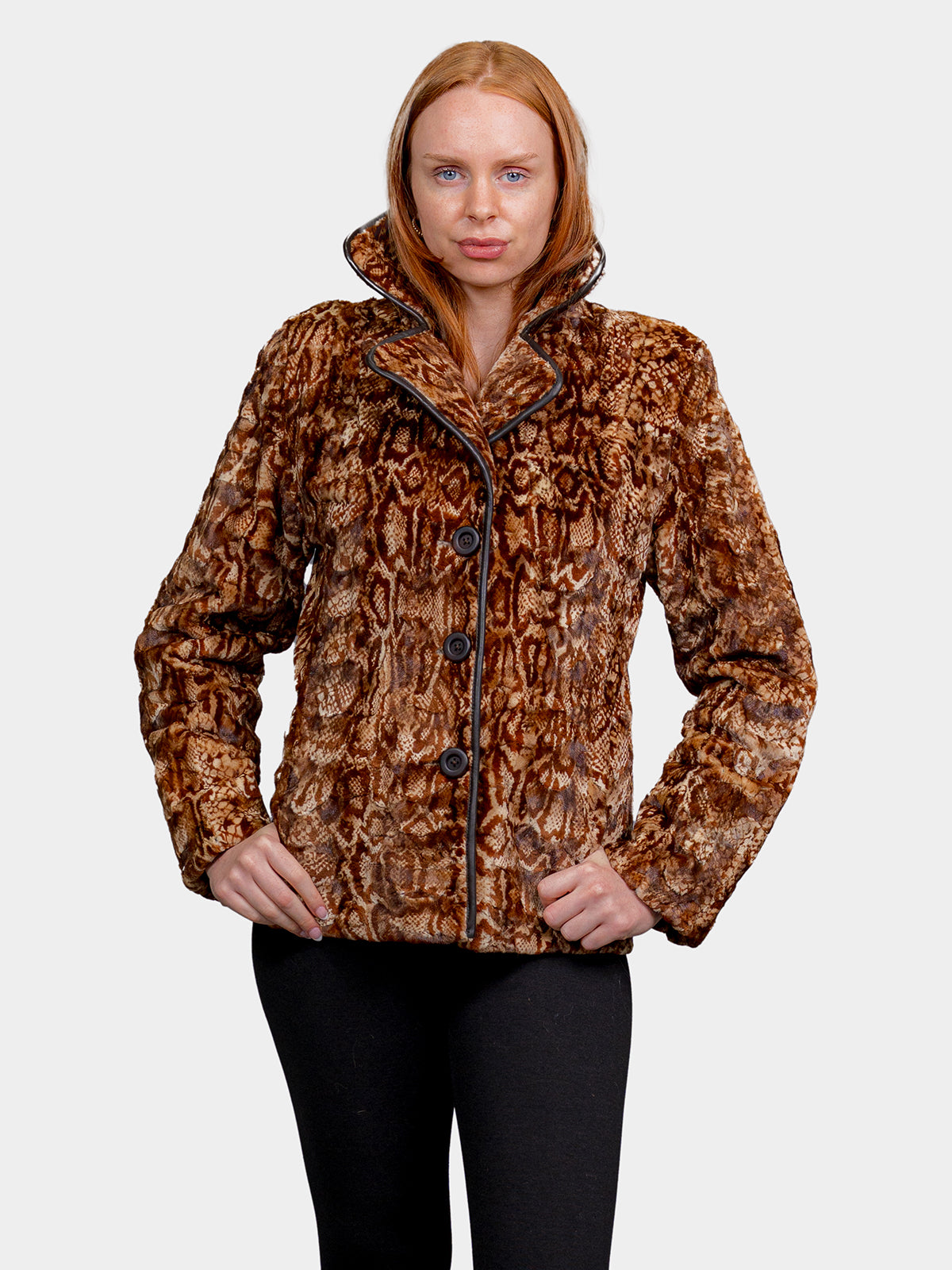 Women's Animal Print Demi Buff Sculputred Mink Jacket