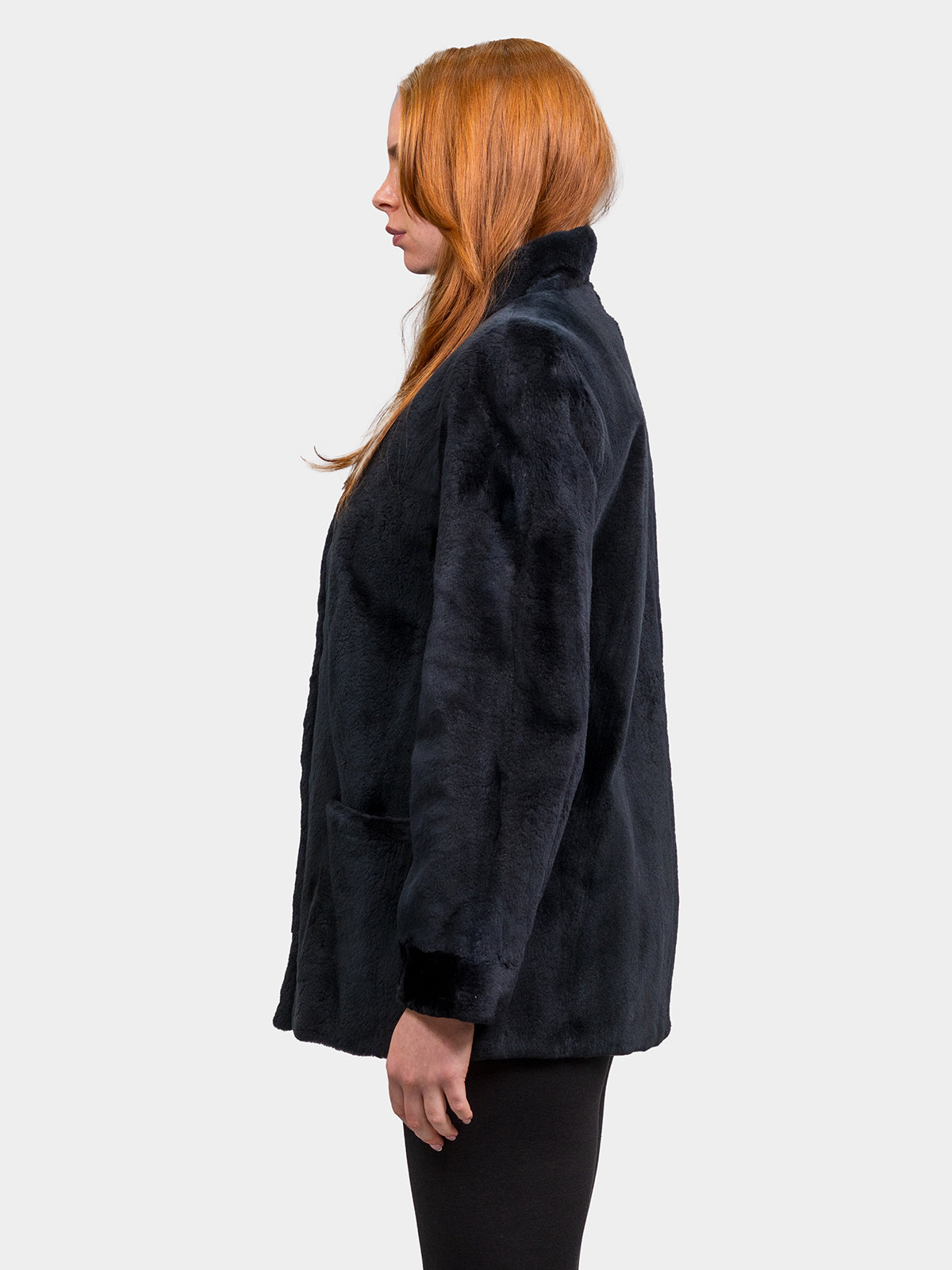 Women's Navy Sheared Mink Jacket