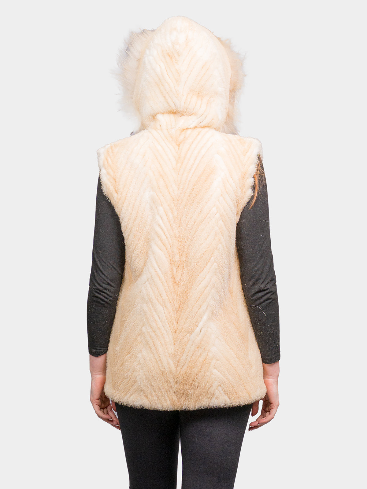 Women's Golden Chevron Mink Vest