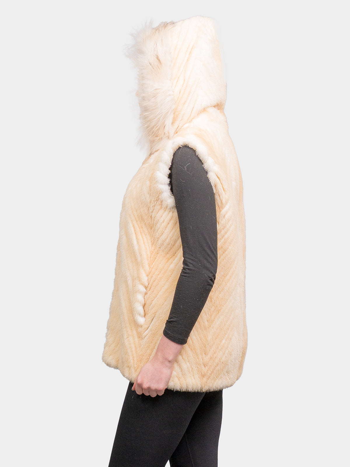 Women's Golden Chevron Mink Vest
