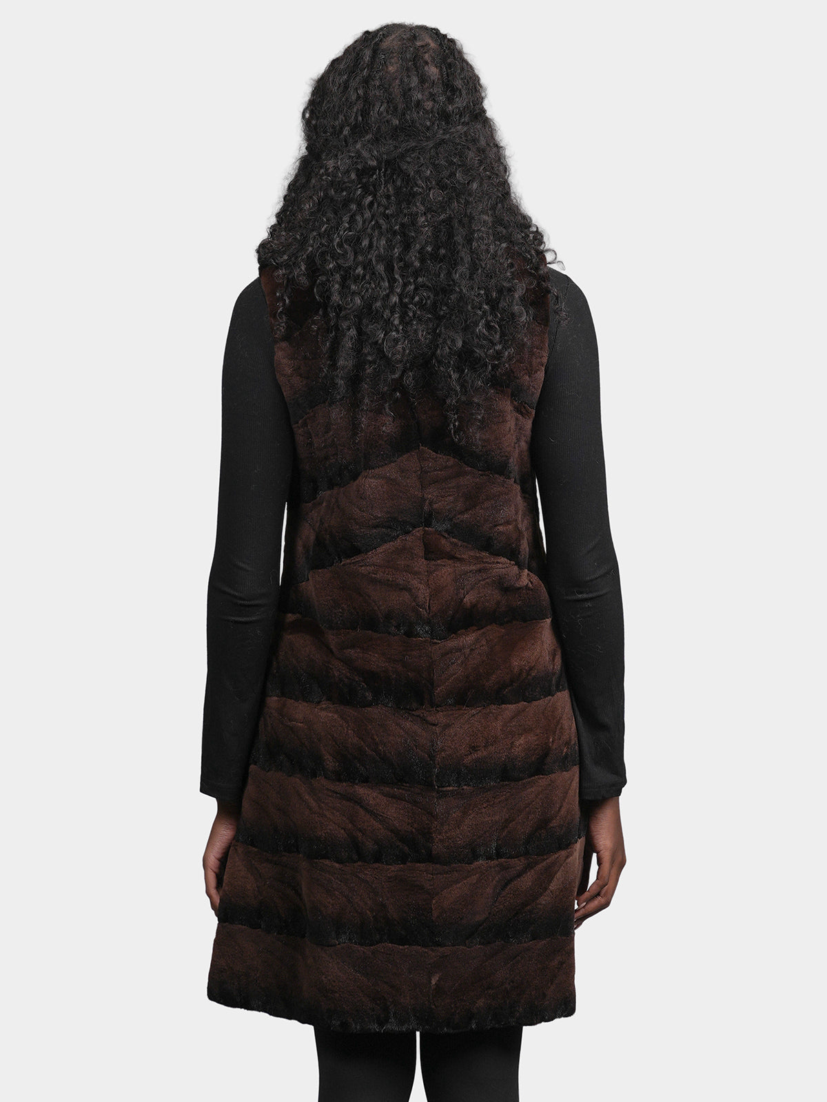 Women's Brown Sculptured Mink Vest