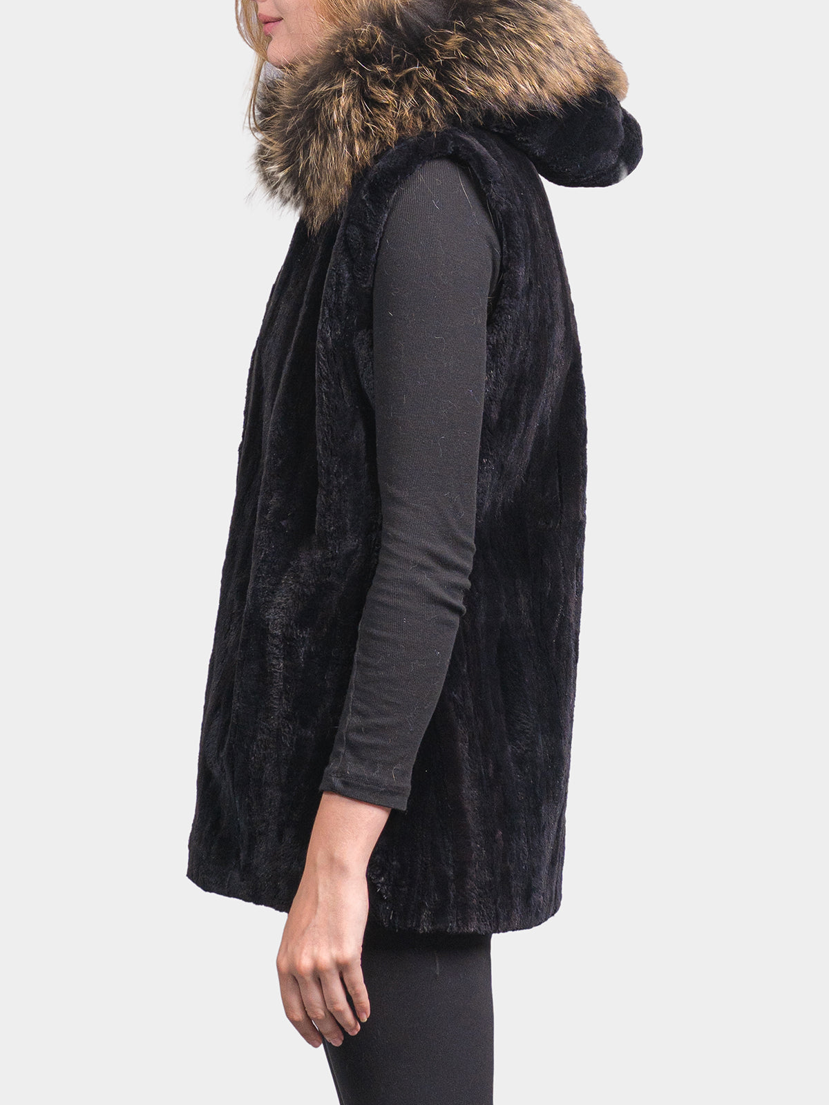 Women's Onyx Sheared Beaver Sections Vest
