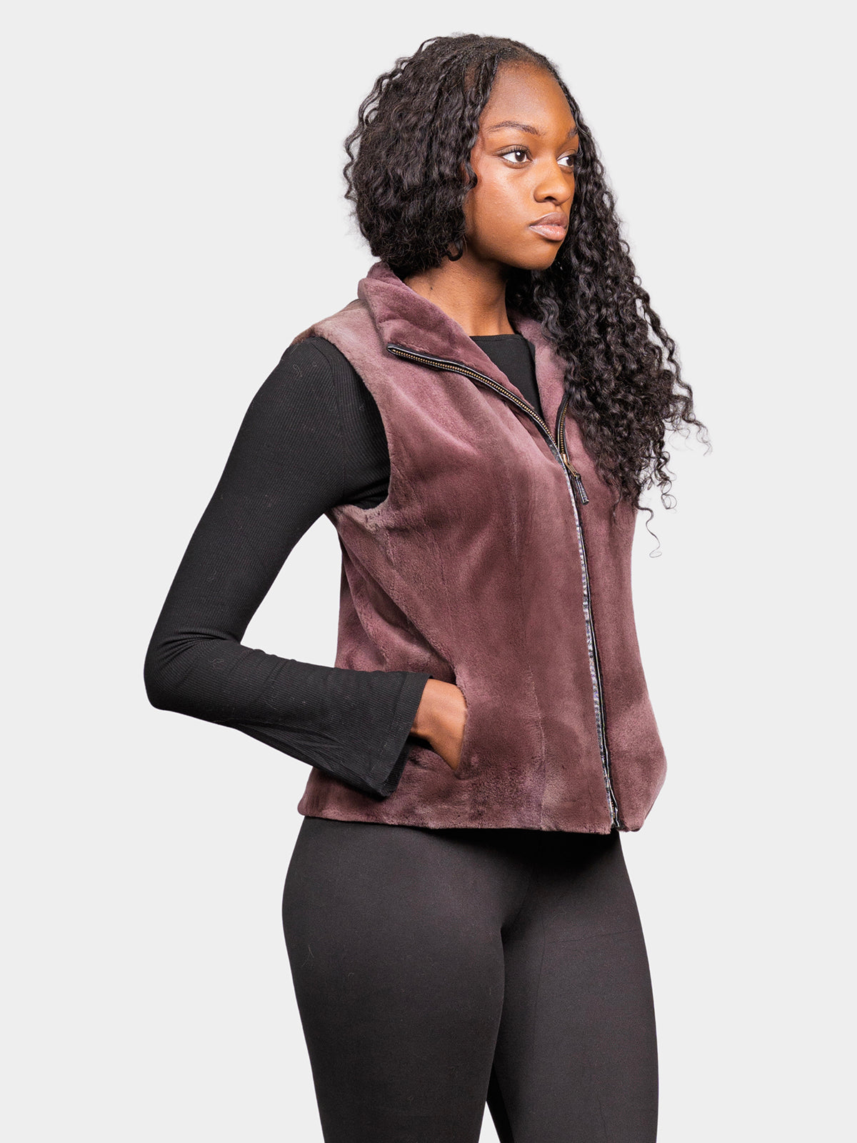 Women's Soft Lavendar Sheared Mink Vest