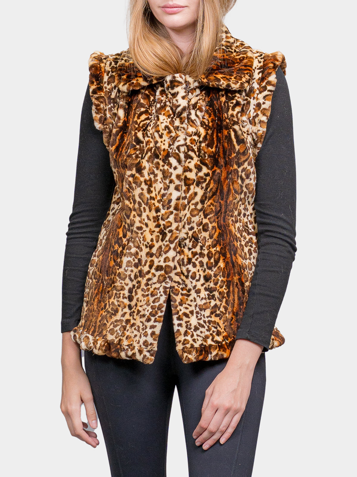 Women's Animal Print Micro Sheared Mink Vest