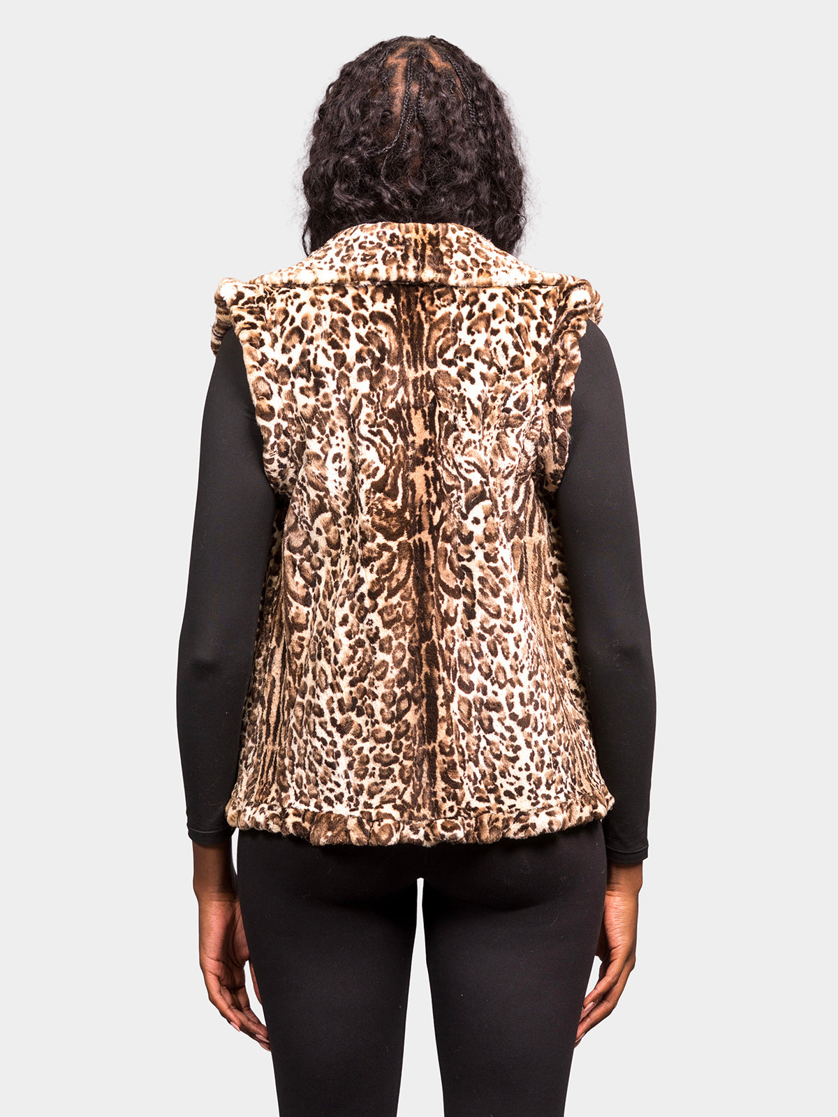 Women's Silver Animal Print Beaver Vest