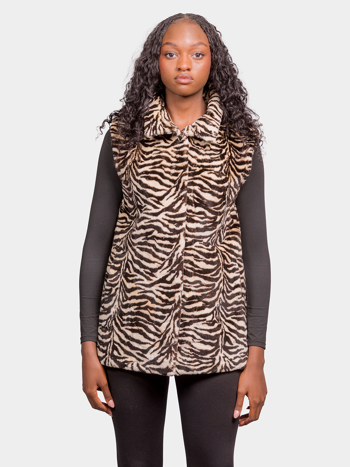 Women's Cream Tiger Print Beaver Vest