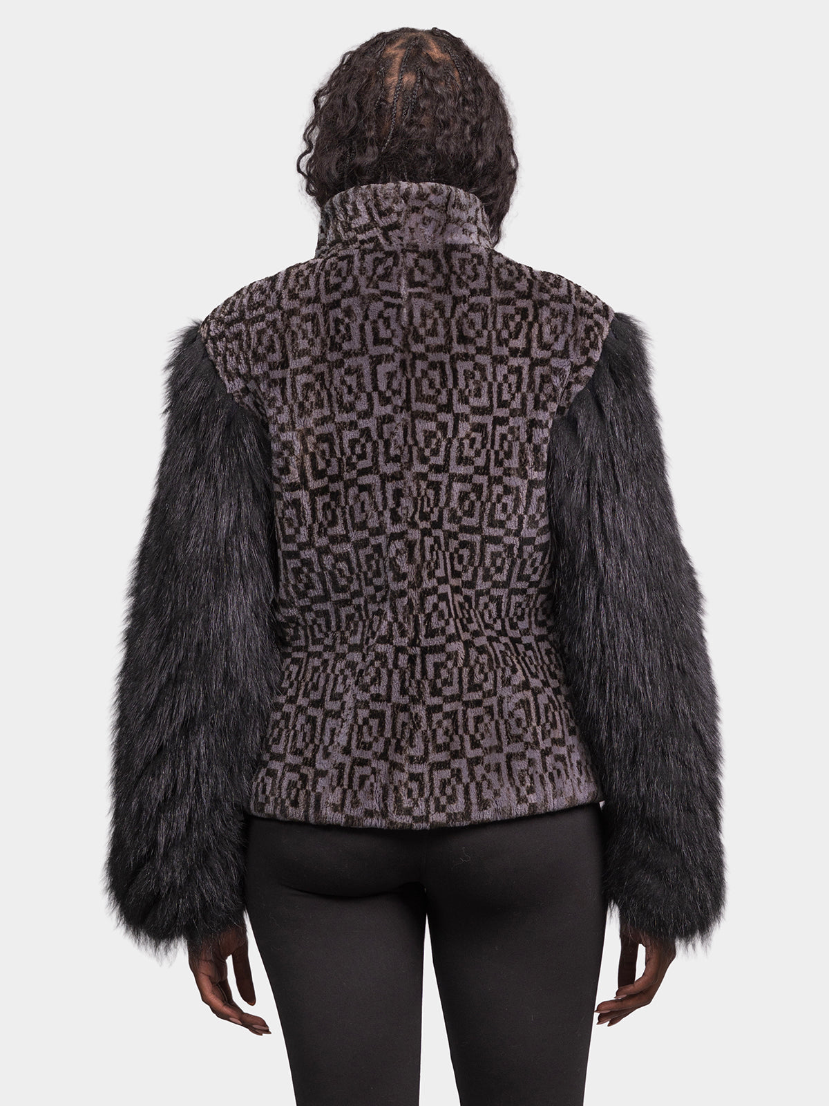 Women's Black Labyrinth Print Sheared Beaver Jacket