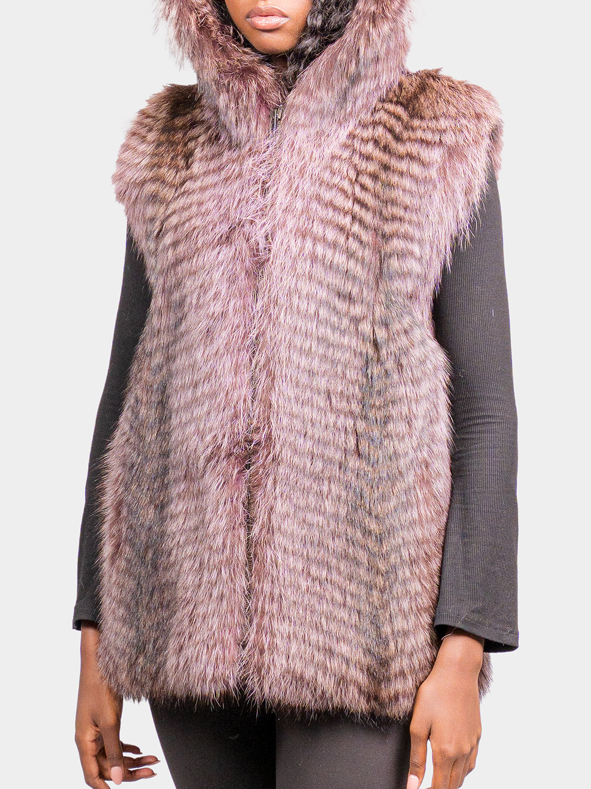 Women's Natural Raccoon Vest