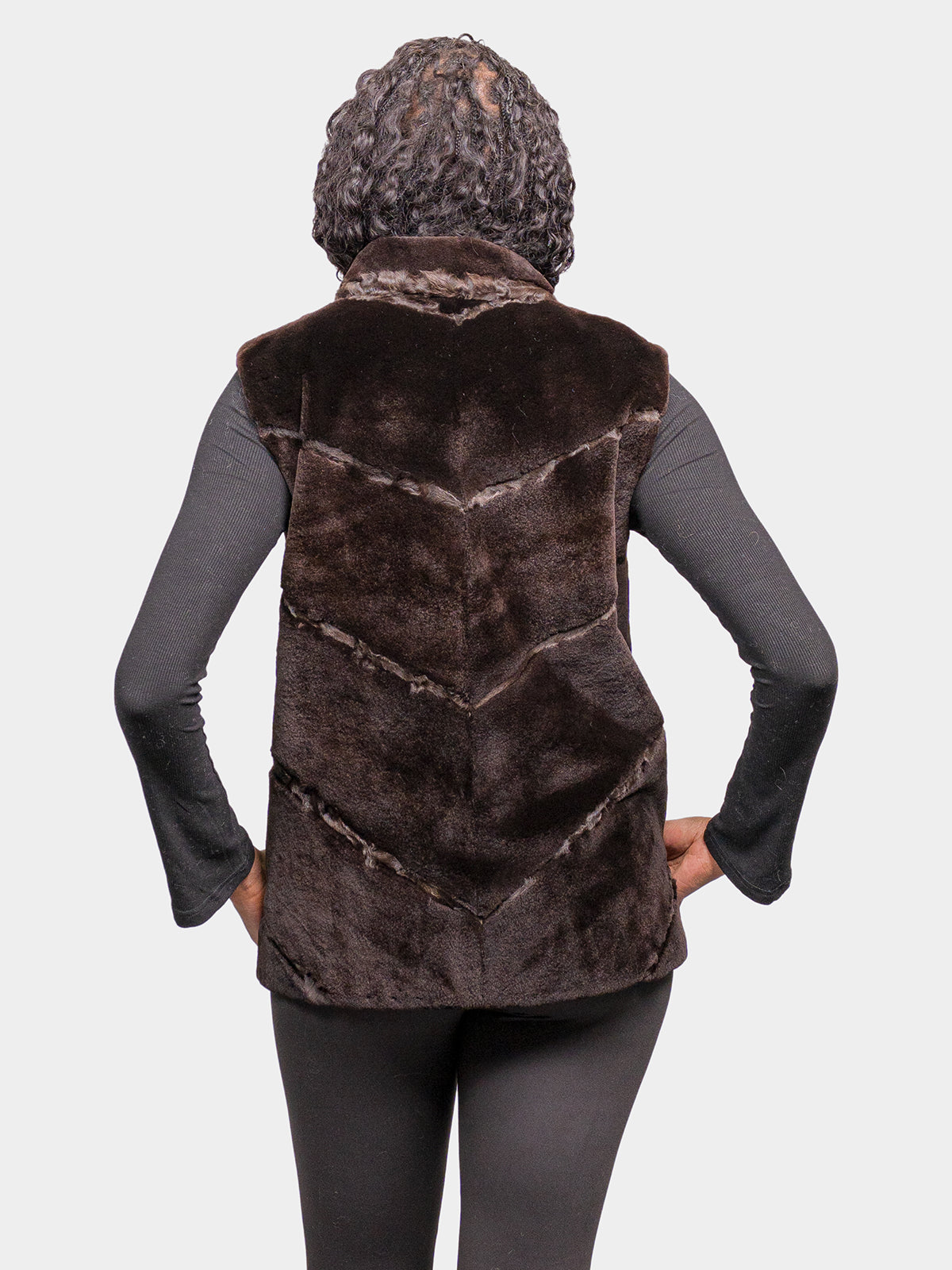 Women's Mahogany Sheared Mink Vest