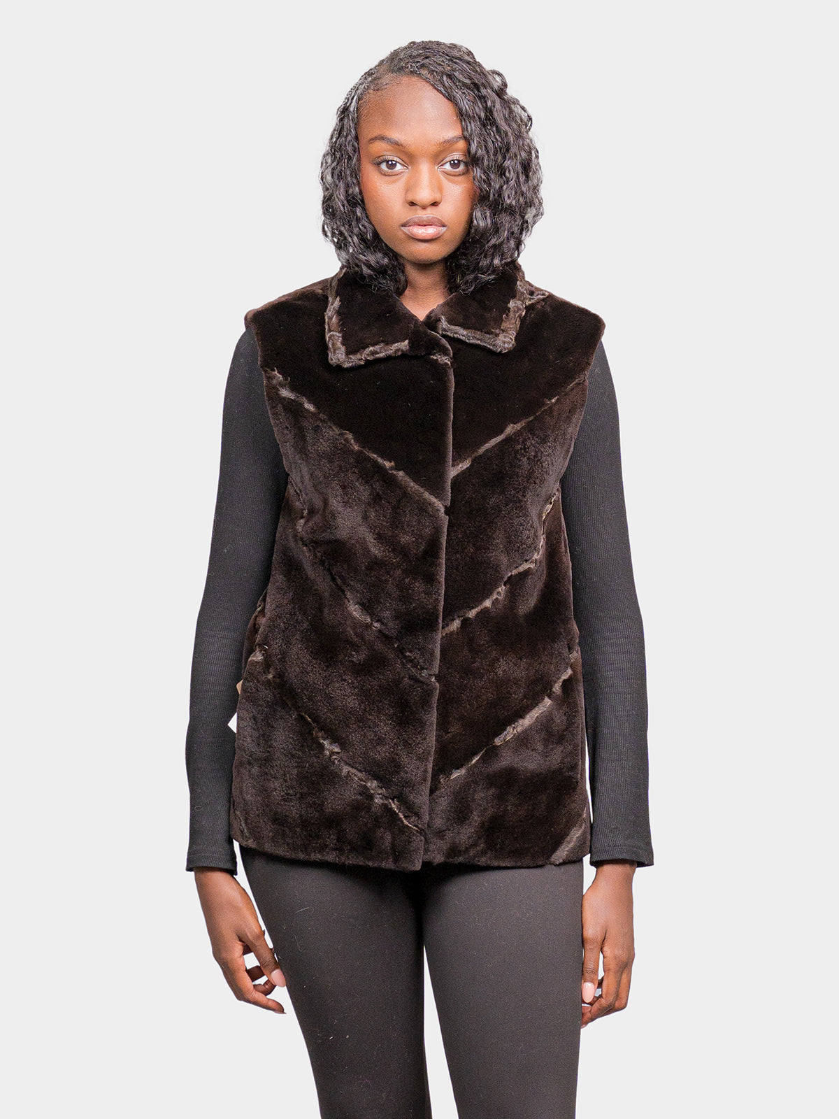 Women's Mahogany Sheared Mink Vest