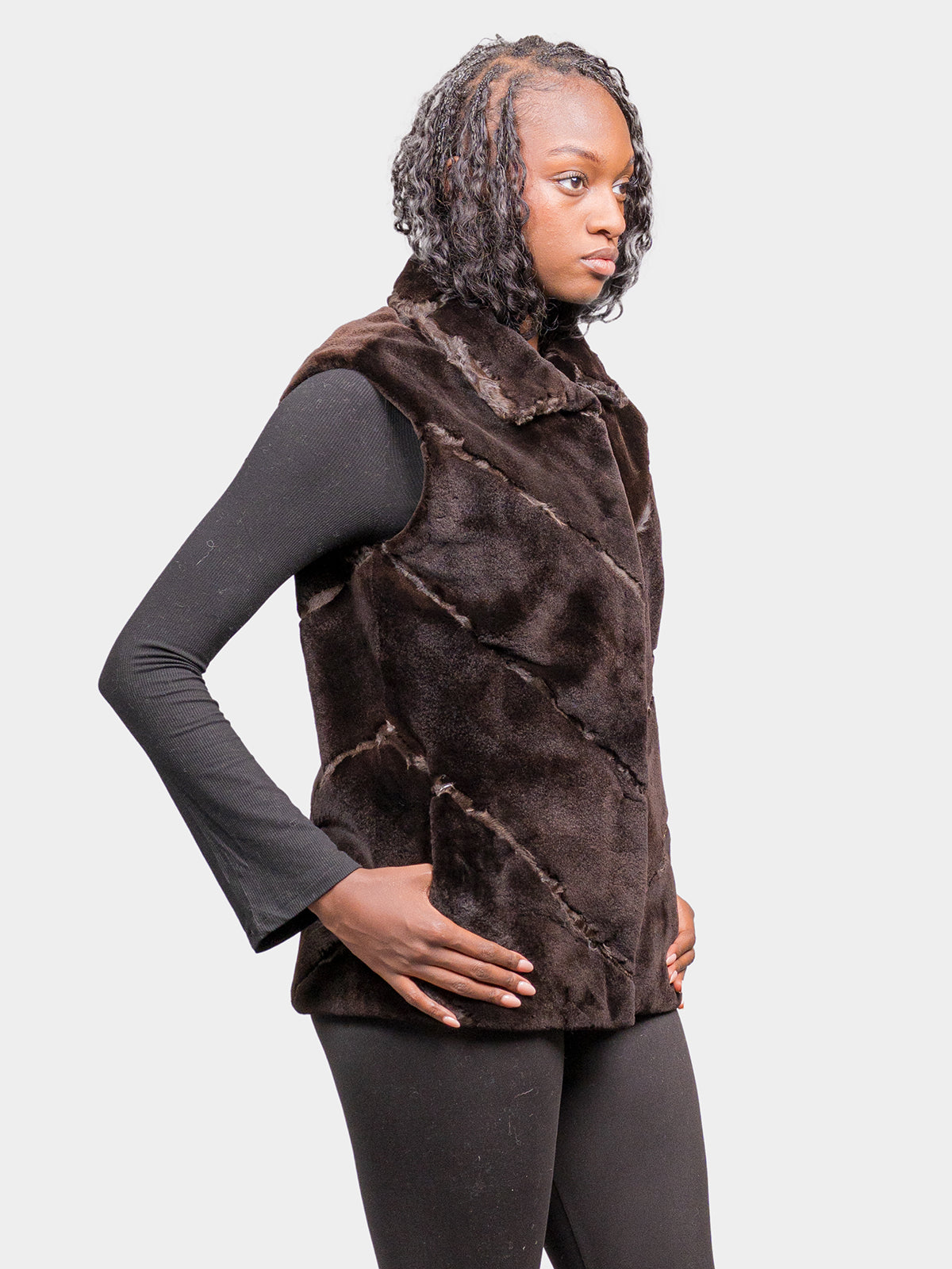 Women's Mahogany Sheared Mink Vest