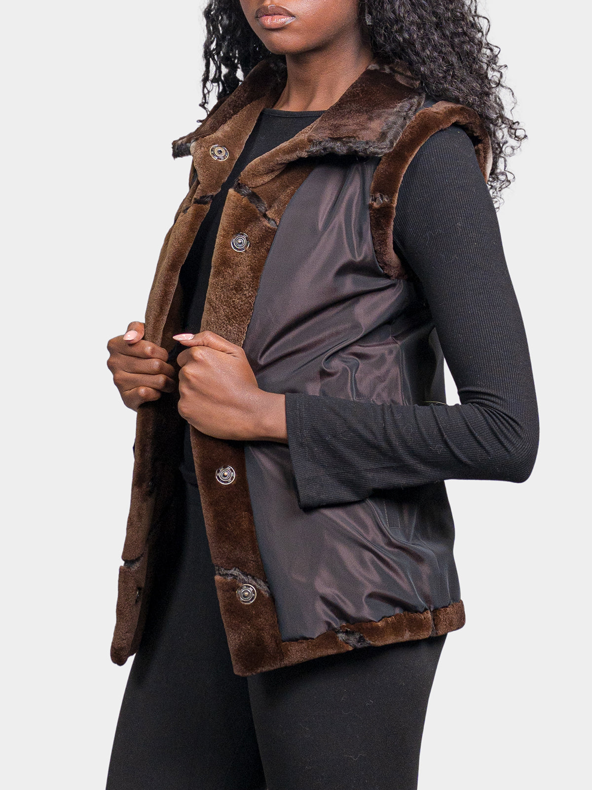 Women's Mahogany Sheared Mink Vest