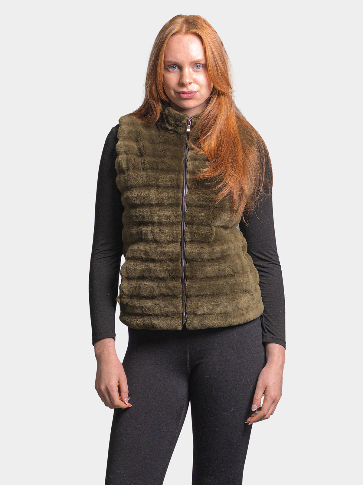 Women's Loden Carved Sheared Beaver Vest