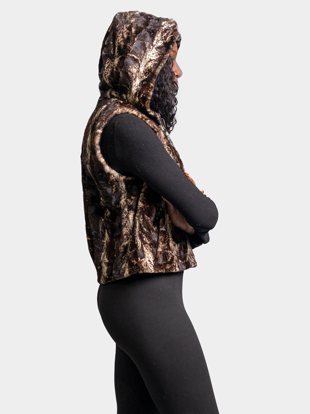 Women's Static Granita Sculptured Sheared Mink Vest