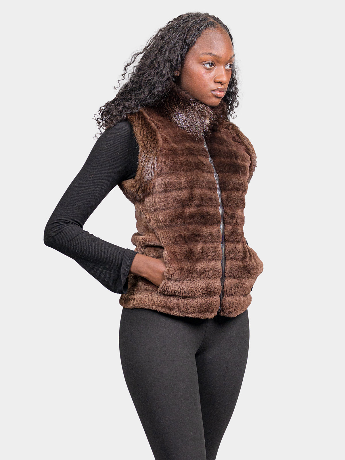 Women's Ebony Sheared Beaver Vest