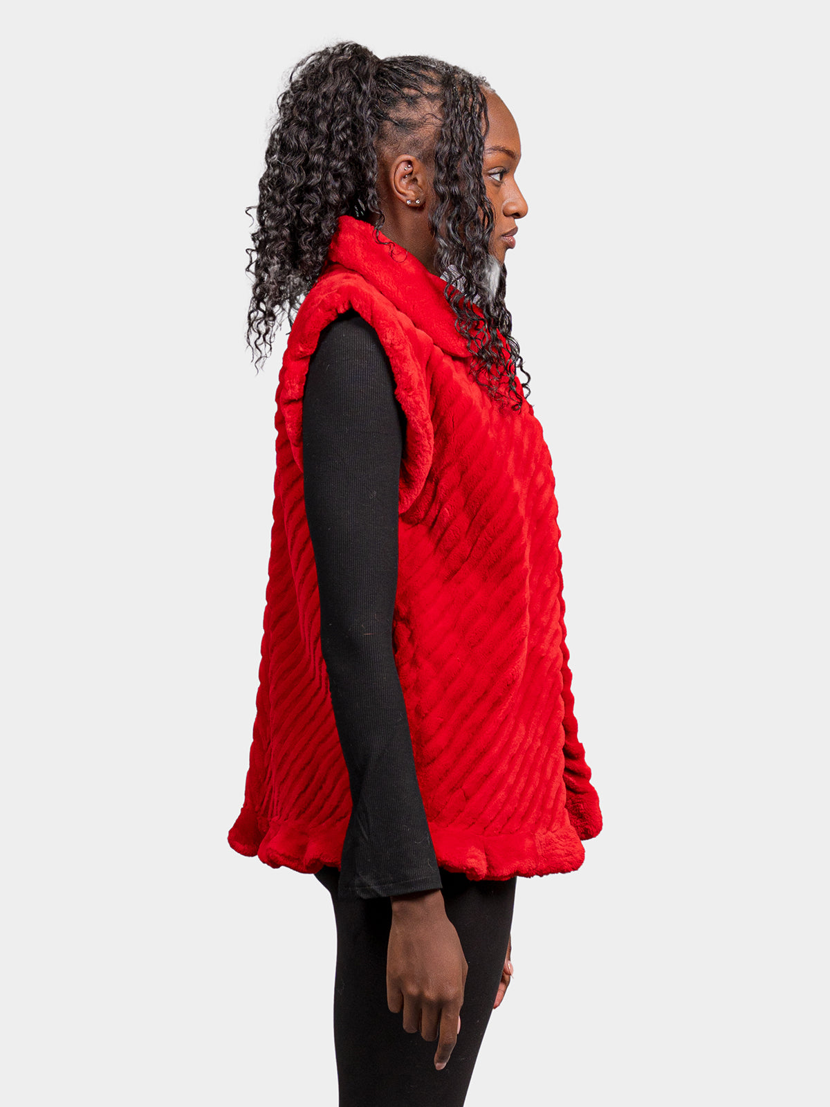 Women's Red Sheared Beaver Vest