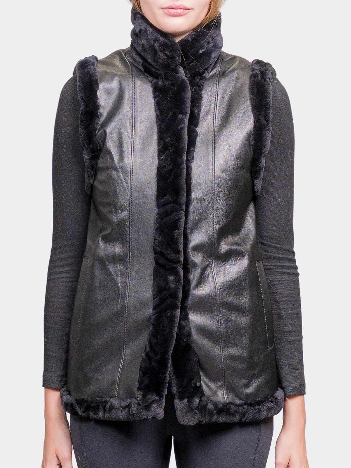 Women's Onyx Sculptured Sheared Beaver Vest