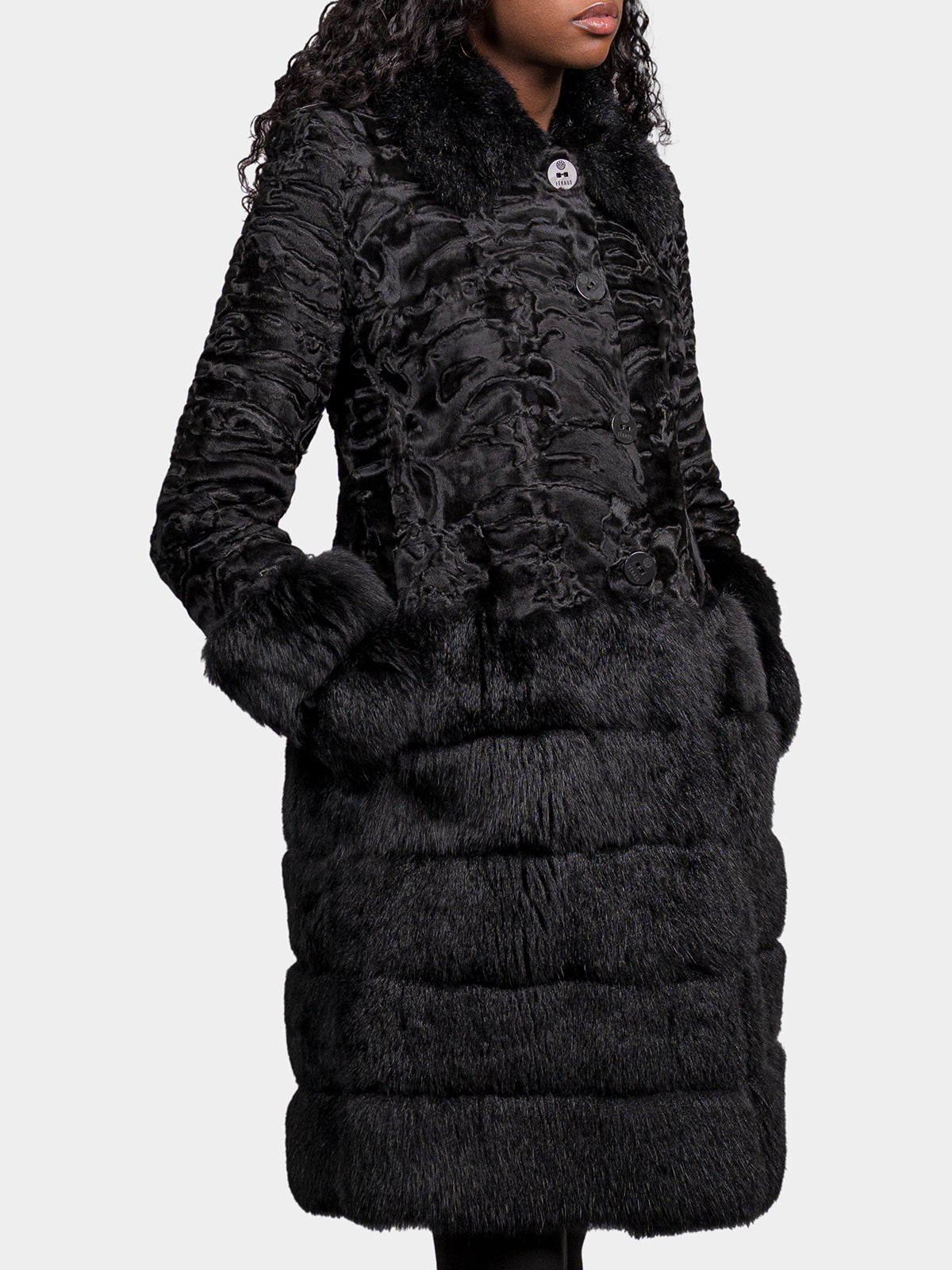 Women's Black Sculptured Karakul Persian Lamb Stroller