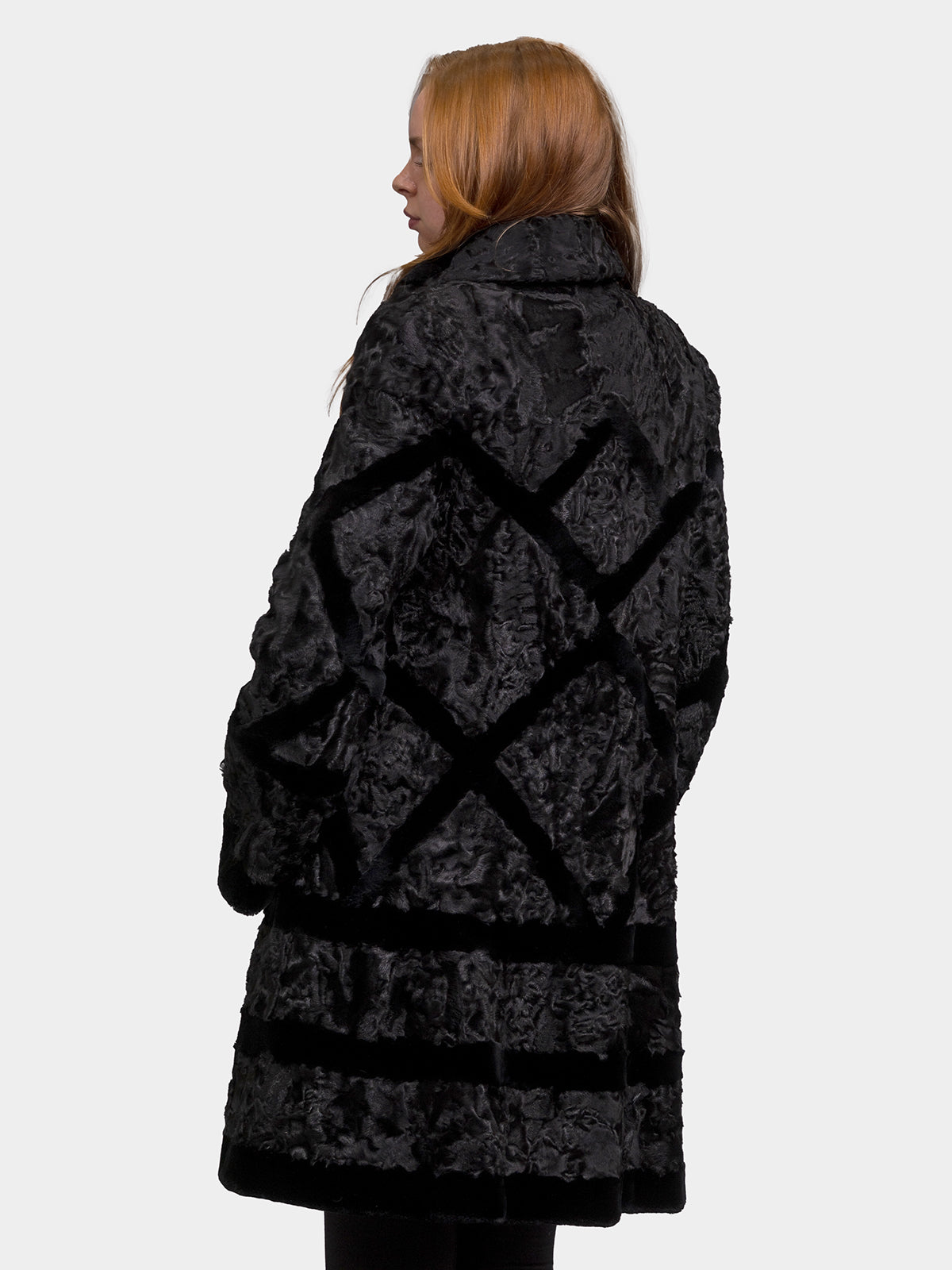 Women's Black Sculptured Karakul Shearling Stroller
