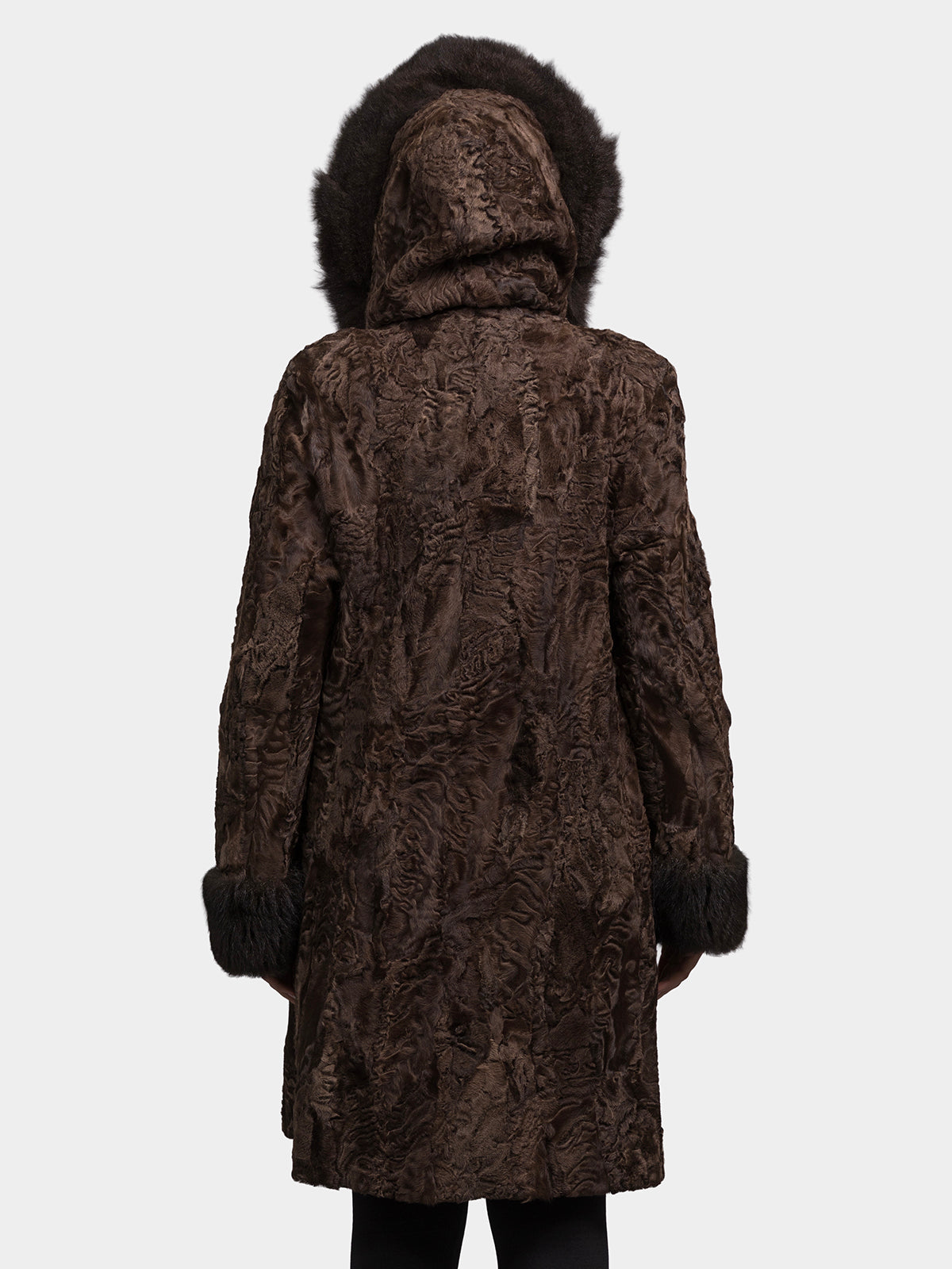Women's Brown Sculptured Persian Lamb Parka
