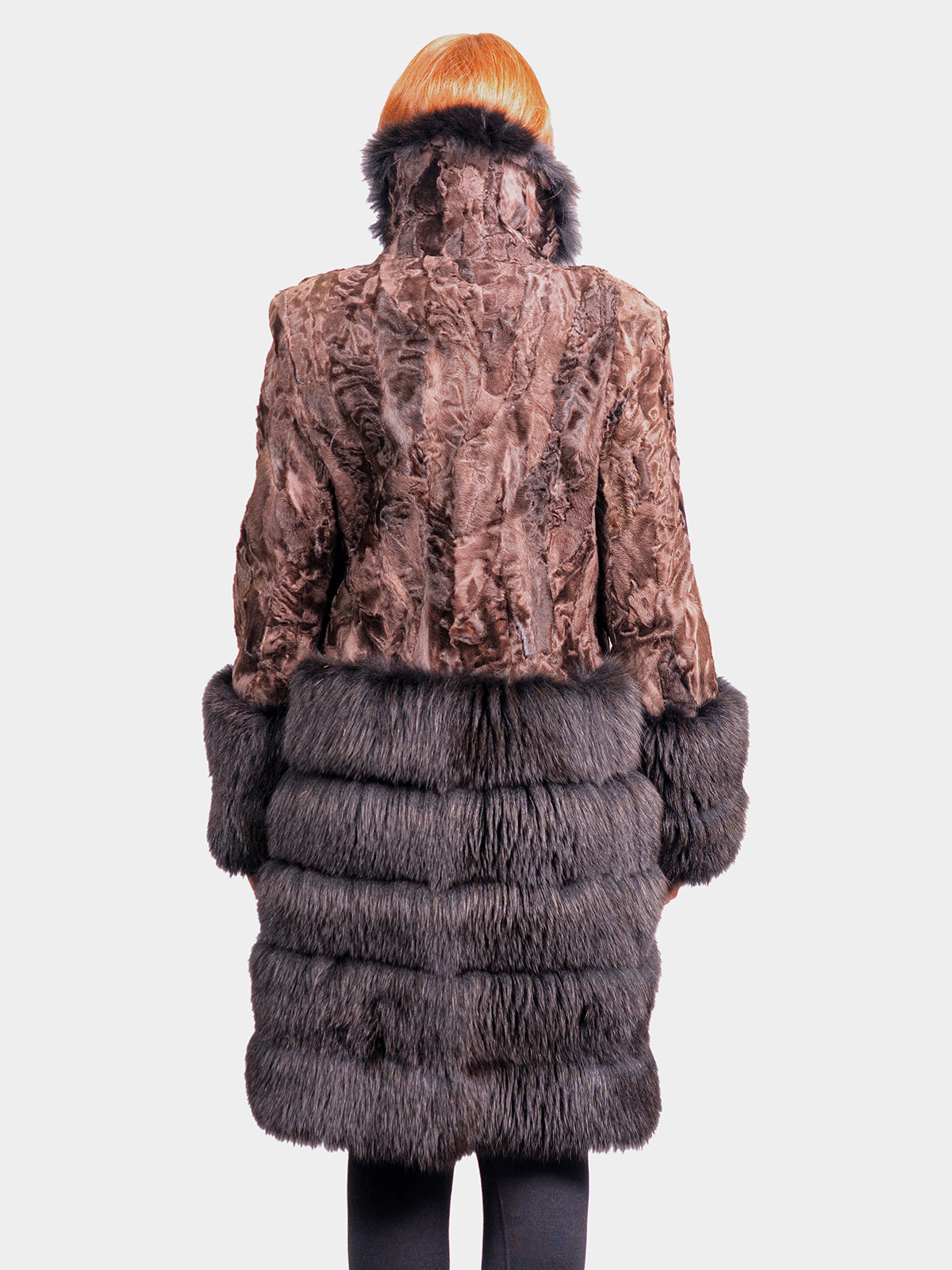 Women's Brown Sculptured Karakul Shearling Stroller