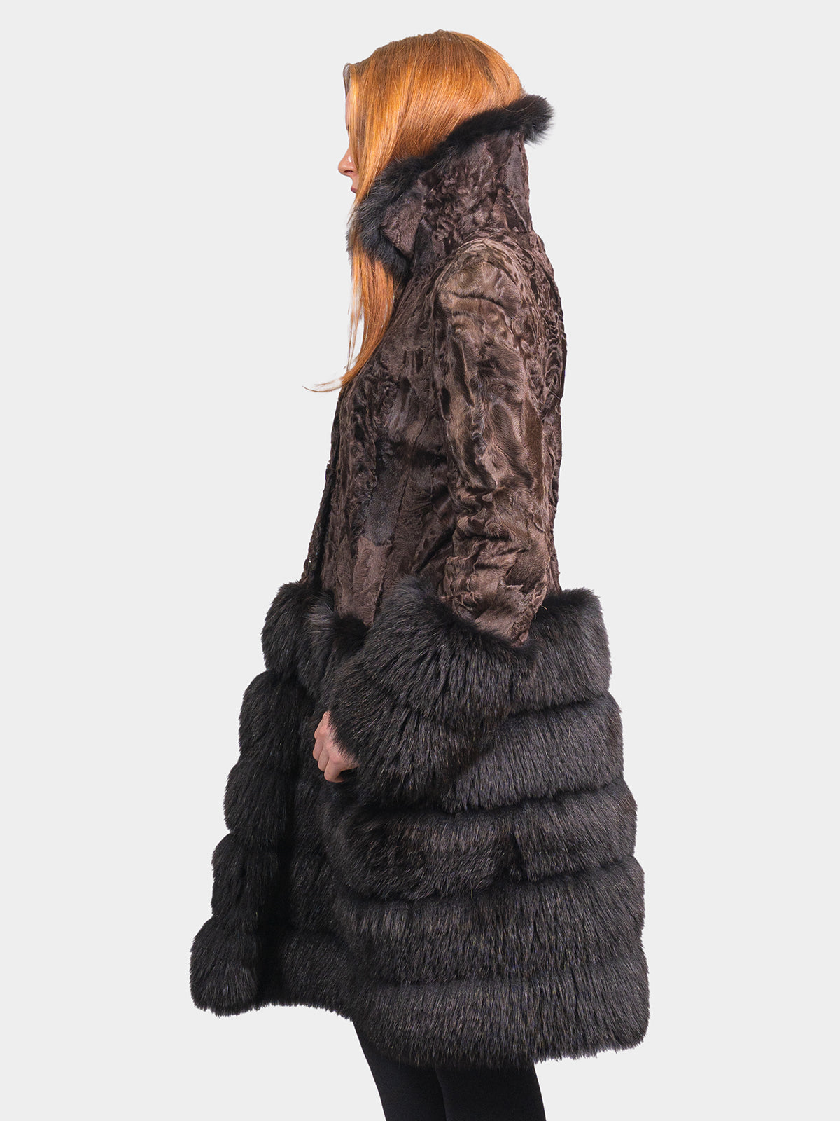 Women's Brown Sculptured Karakul Shearling Stroller