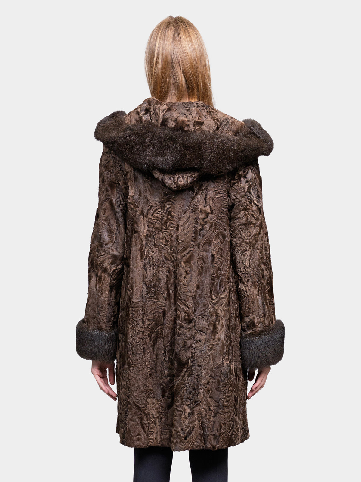 Women's Brown Sculptured Persian Lamb Parka