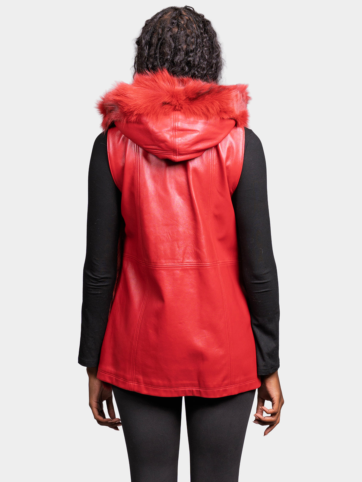Women's Red Sculptured Fox Vest