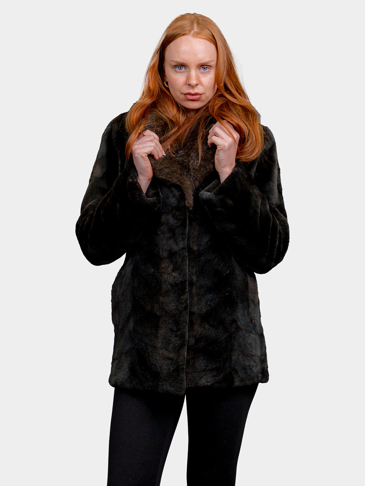 Women's Black Sheared Beaver Stroller