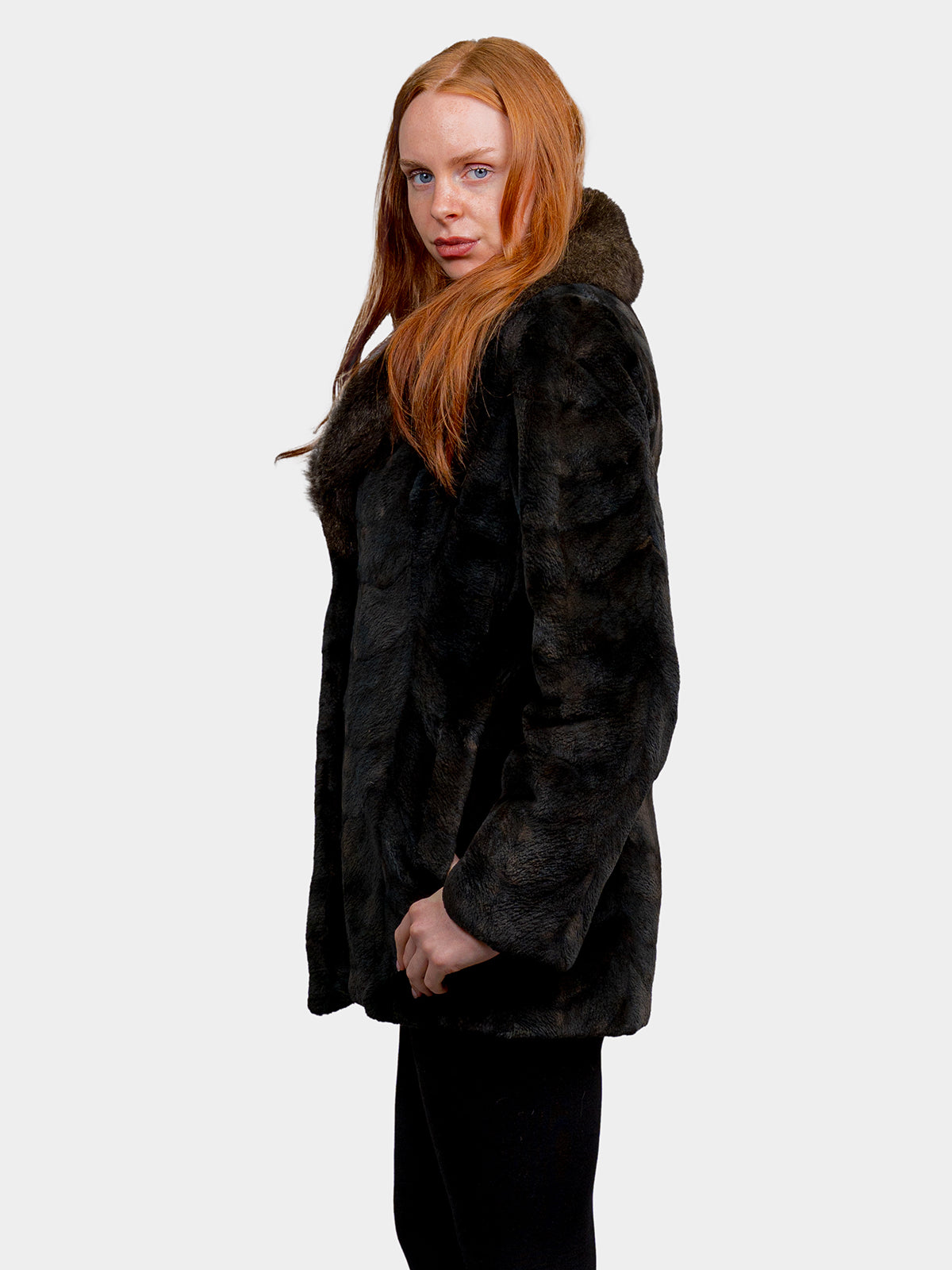 Women's Black Sheared Beaver Stroller