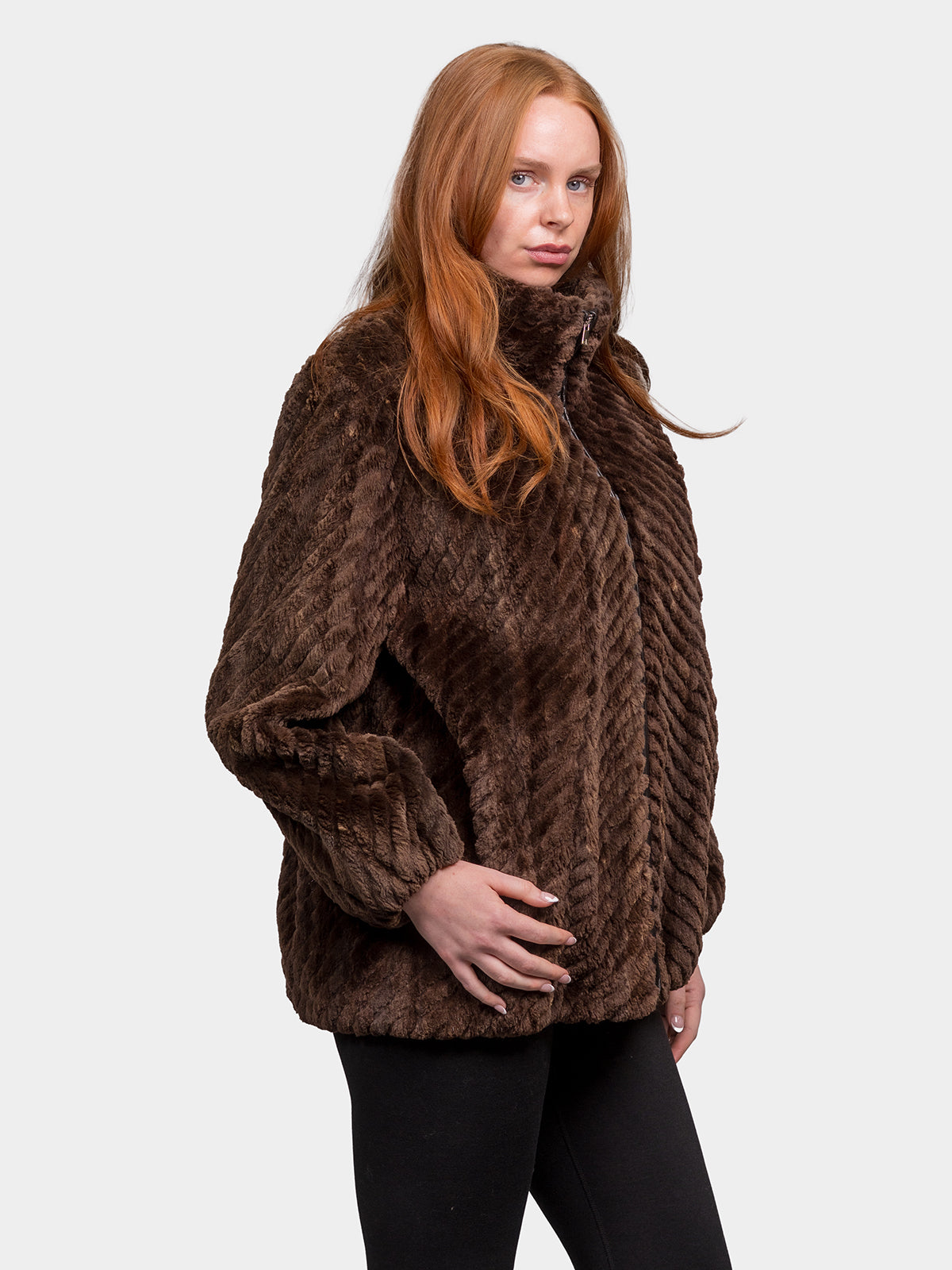 Women's Brown Sheared Beaver Sections Bomber