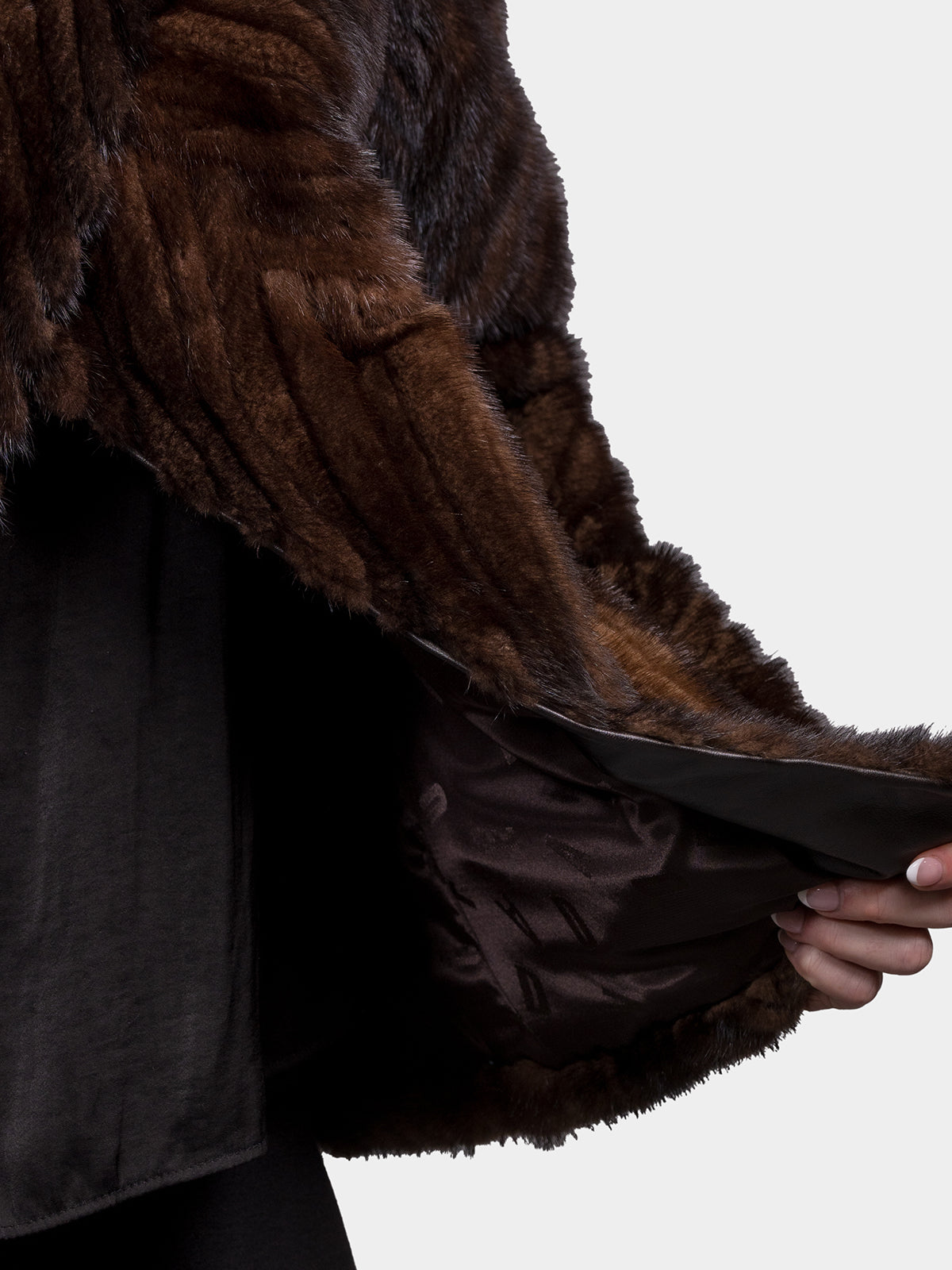 Women's Mahogany Chevron Mink Jacket