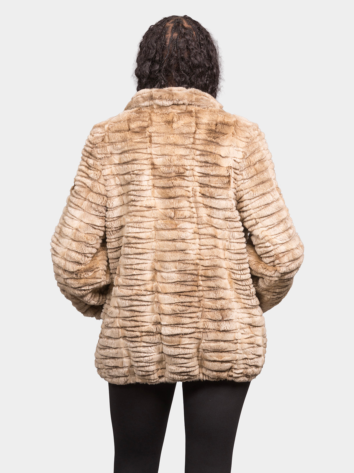 Women's Cream Grooved Sheared Beaver Bomber