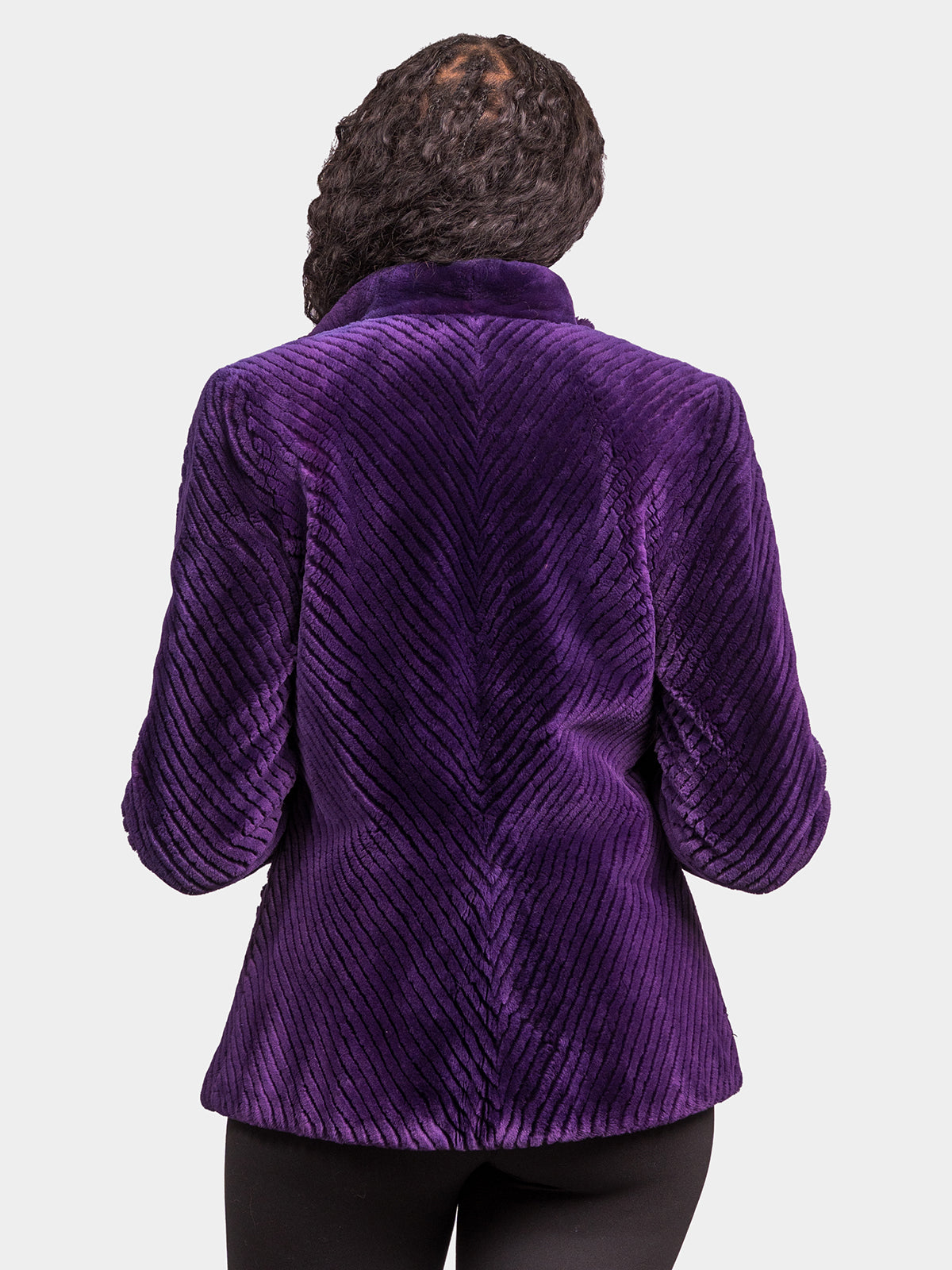 Women's Purple Carved Sheared Beaver Jacket