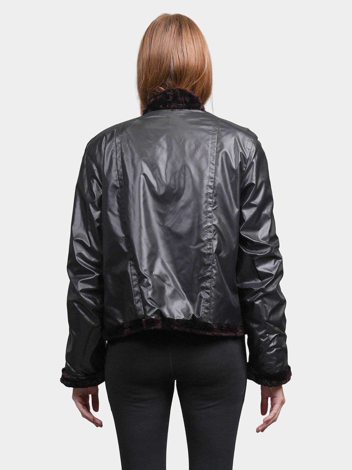Women's Brown Grooved Sheared Beaver Jacket