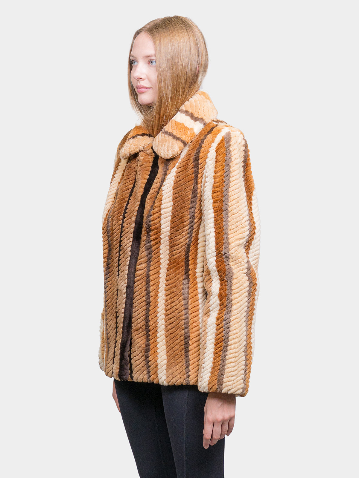 Women's Striped Antique Sheared Beaver Jacket