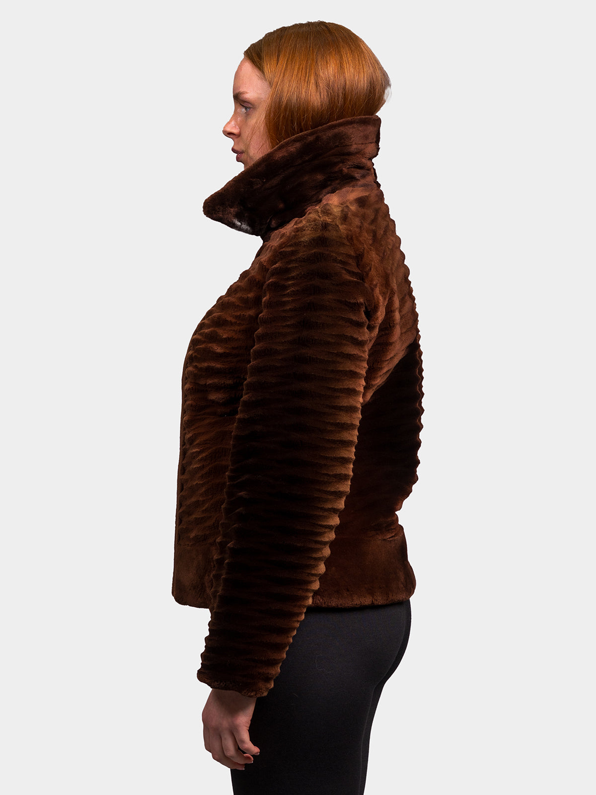 Women's Ombre Bark Carved Sheared Beaver Jacket