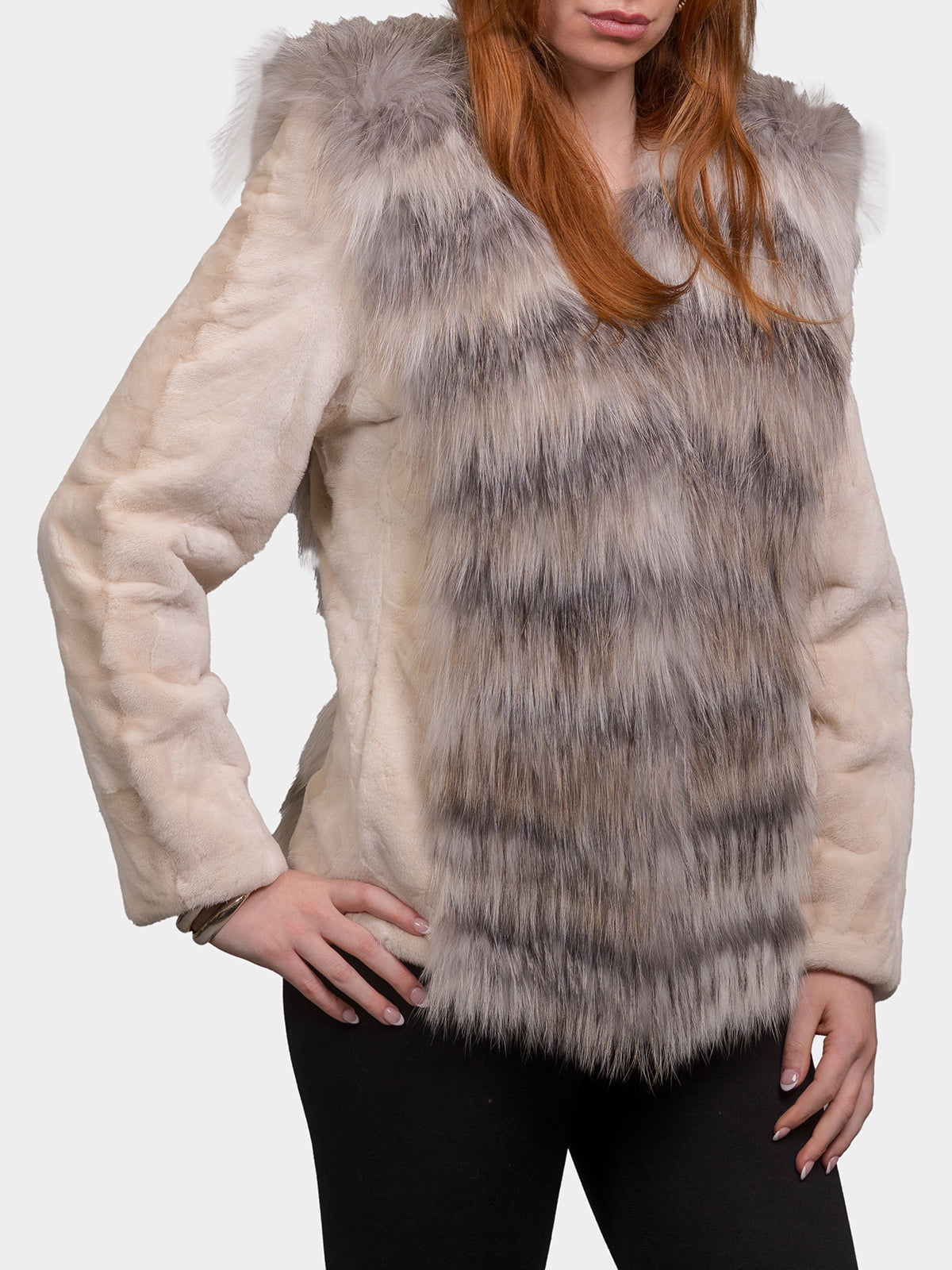 Women's Pearl Sculptured Mink Sections Jacket