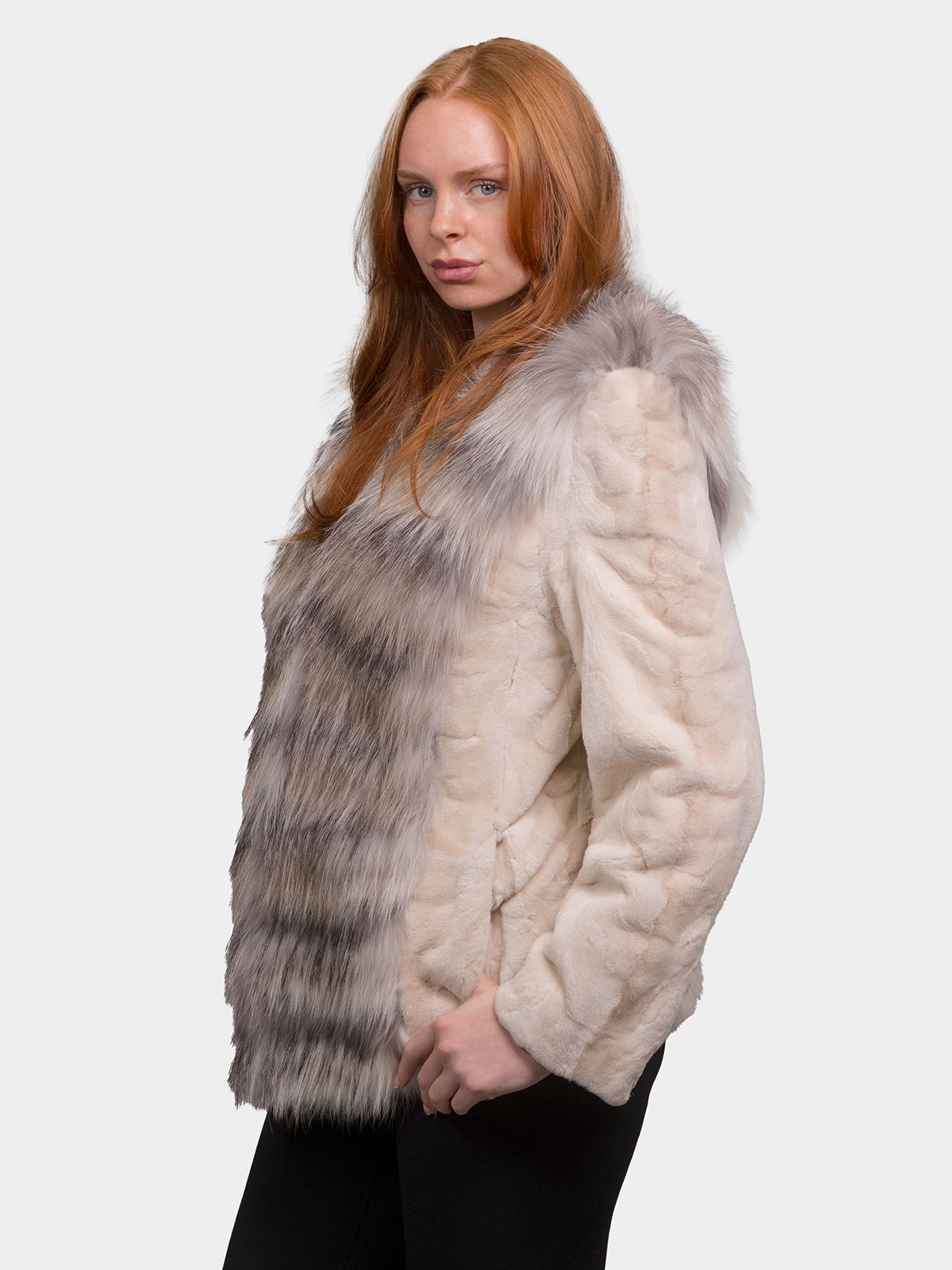 Women's Pearl Sculptured Mink Sections Jacket