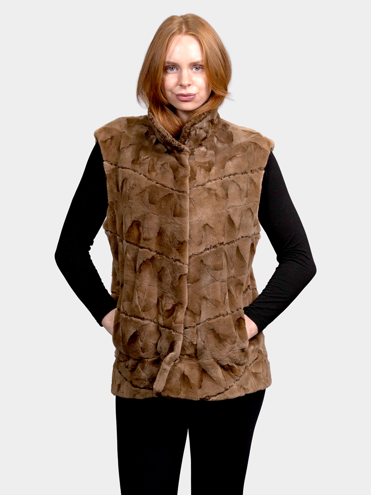 Women's Demi Buff Sculptured Sheared Mink Vest