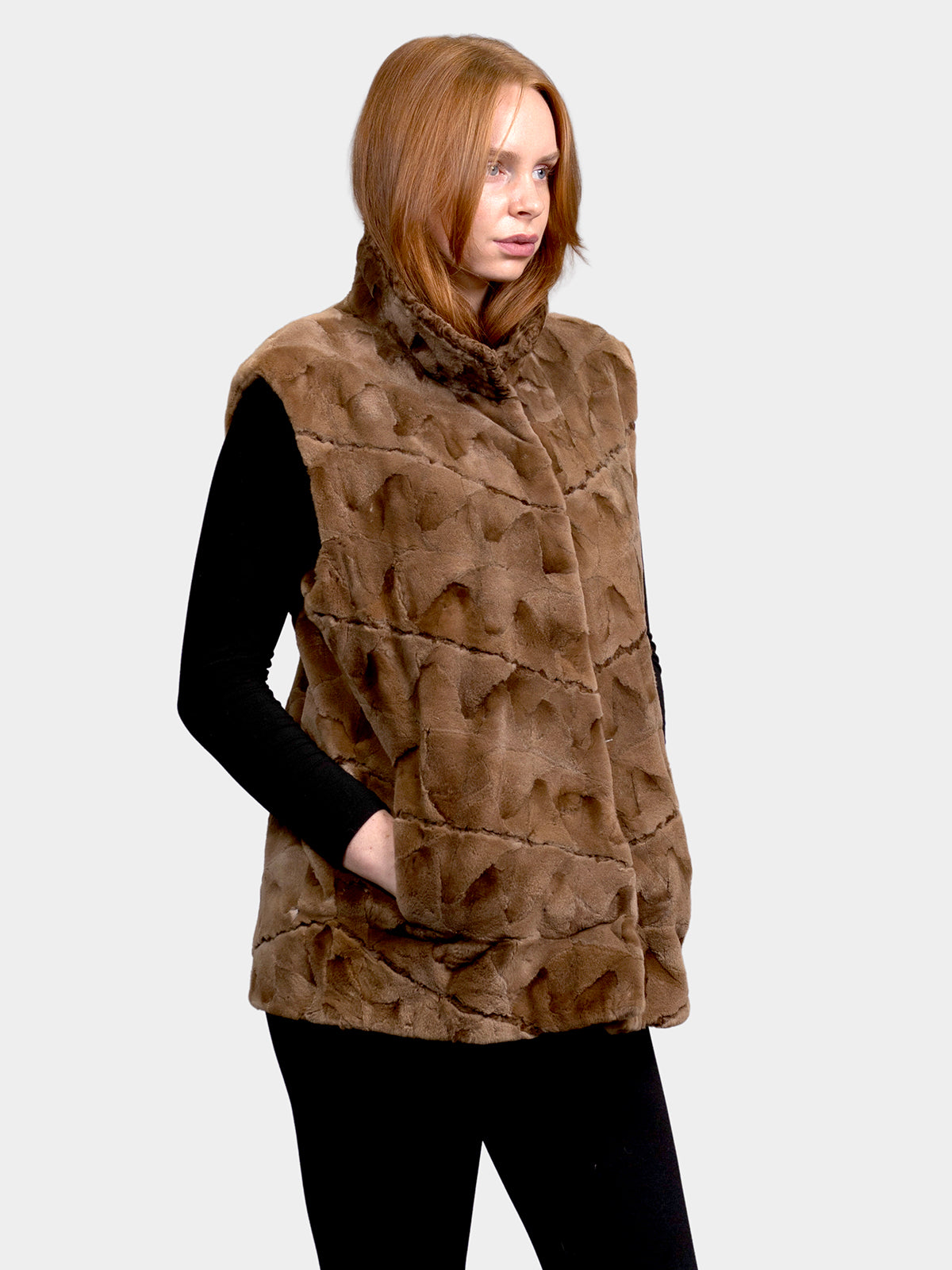 Women's Demi Buff Sculptured Sheared Mink Vest