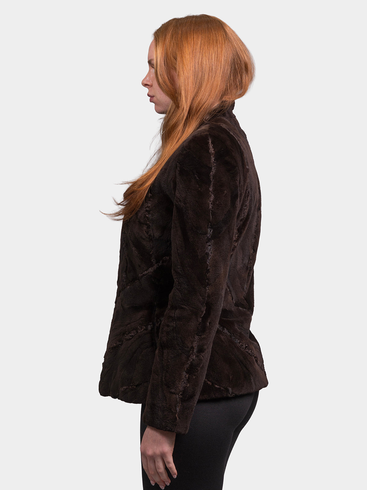 Women's Mahogany Sculptured Sheared Mink Jacket