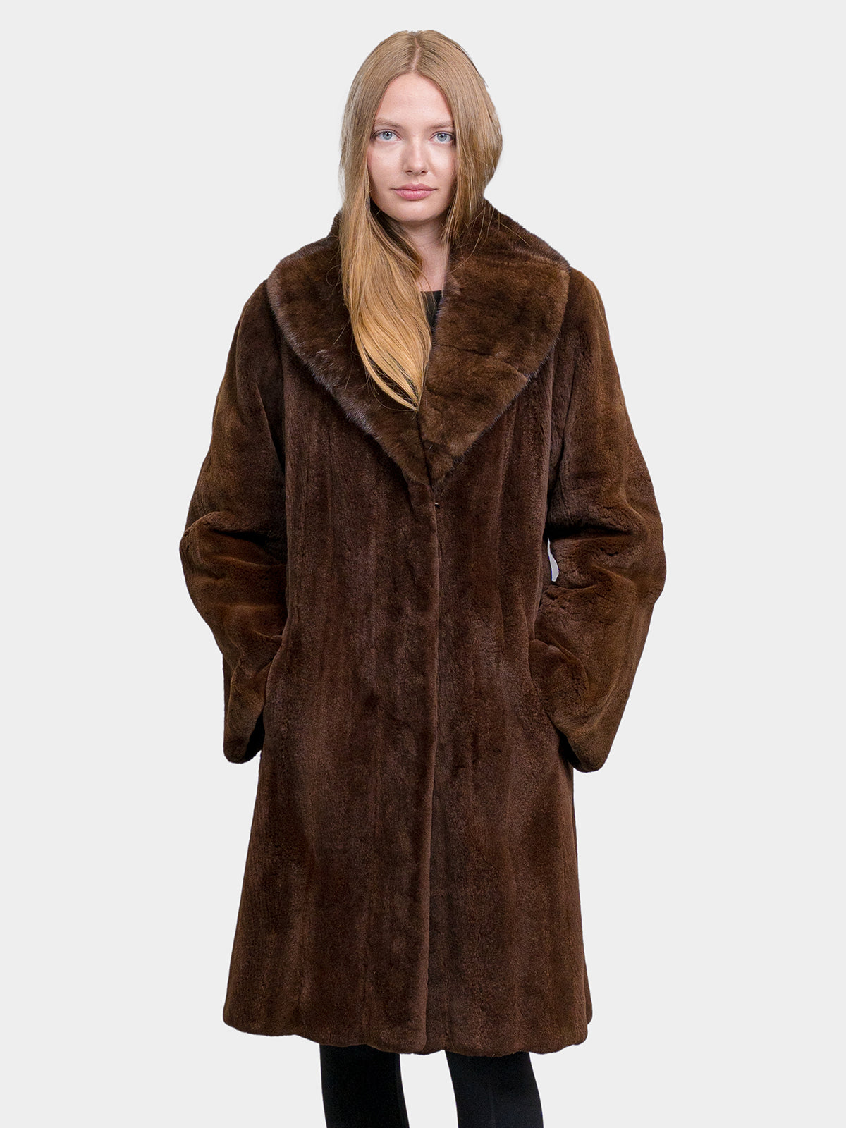 Women's Brown Plucked Mink Stroller