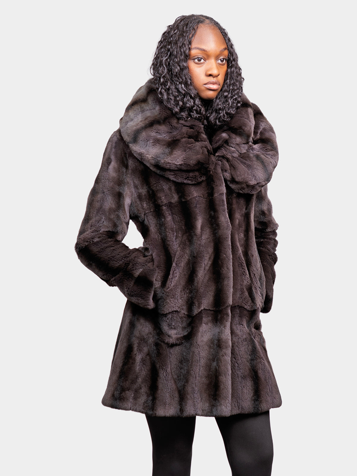 Women's Grey Sheared Mink Stroller