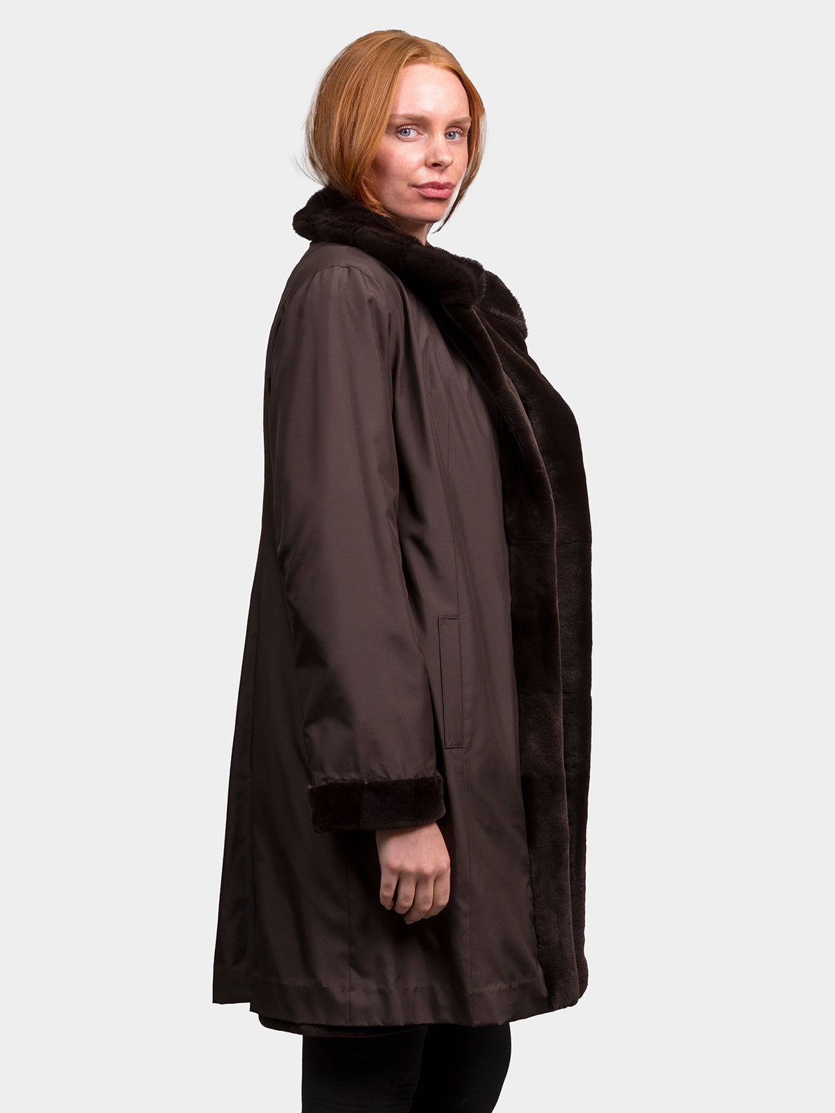 Women's Brown Sheared Mink Stroller