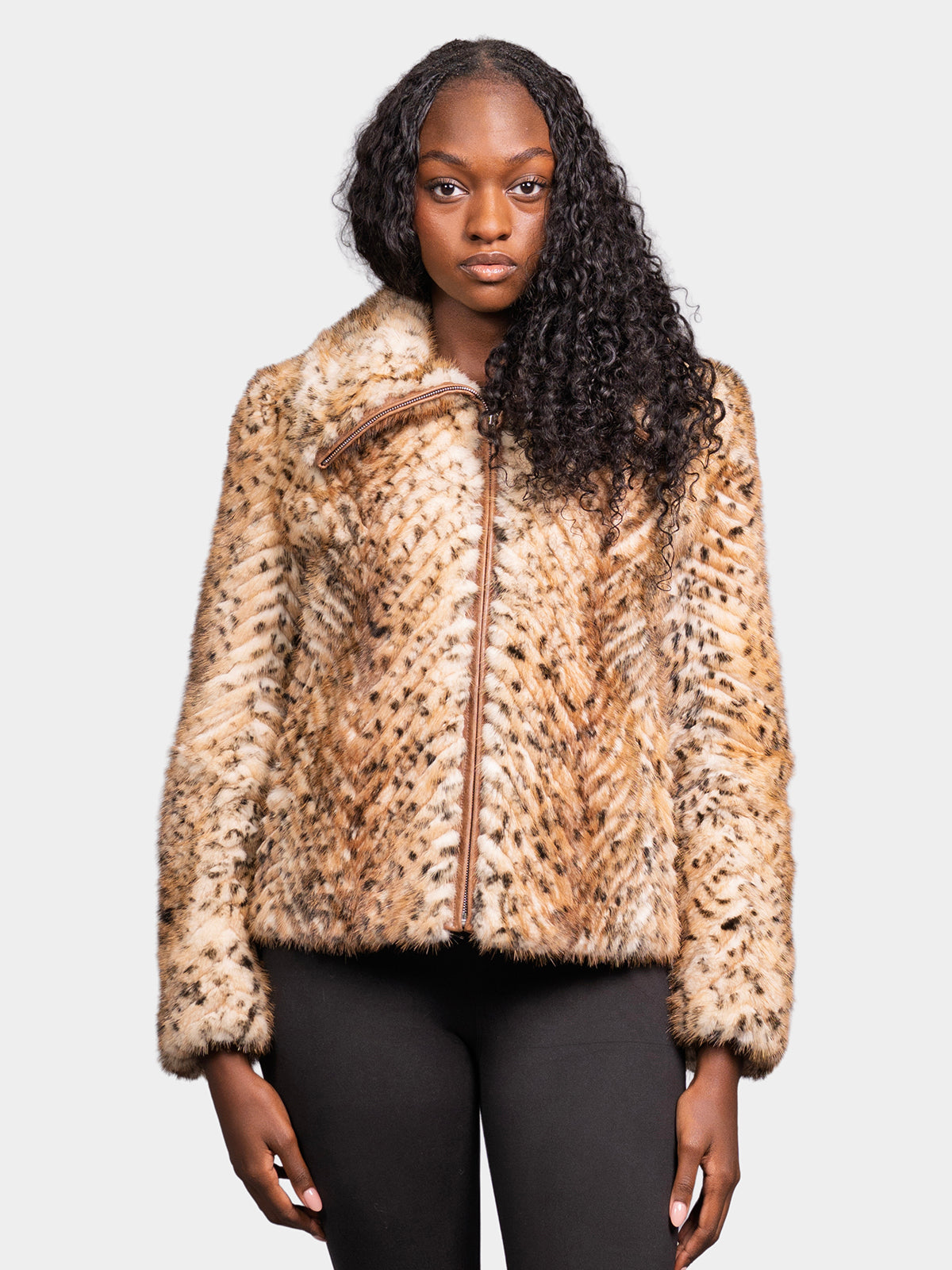Women's Animal Print Blonde Mink Jacket