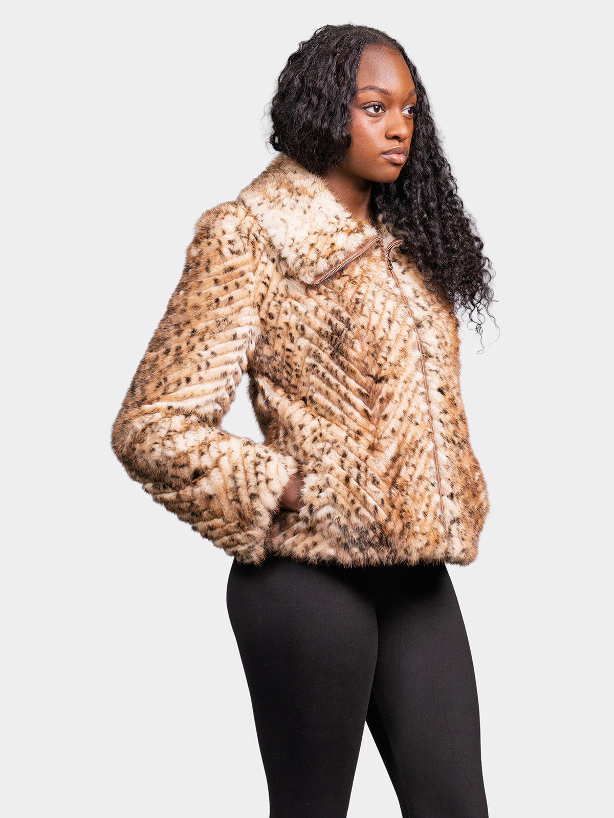 Women's Animal Print Blonde Mink Jacket