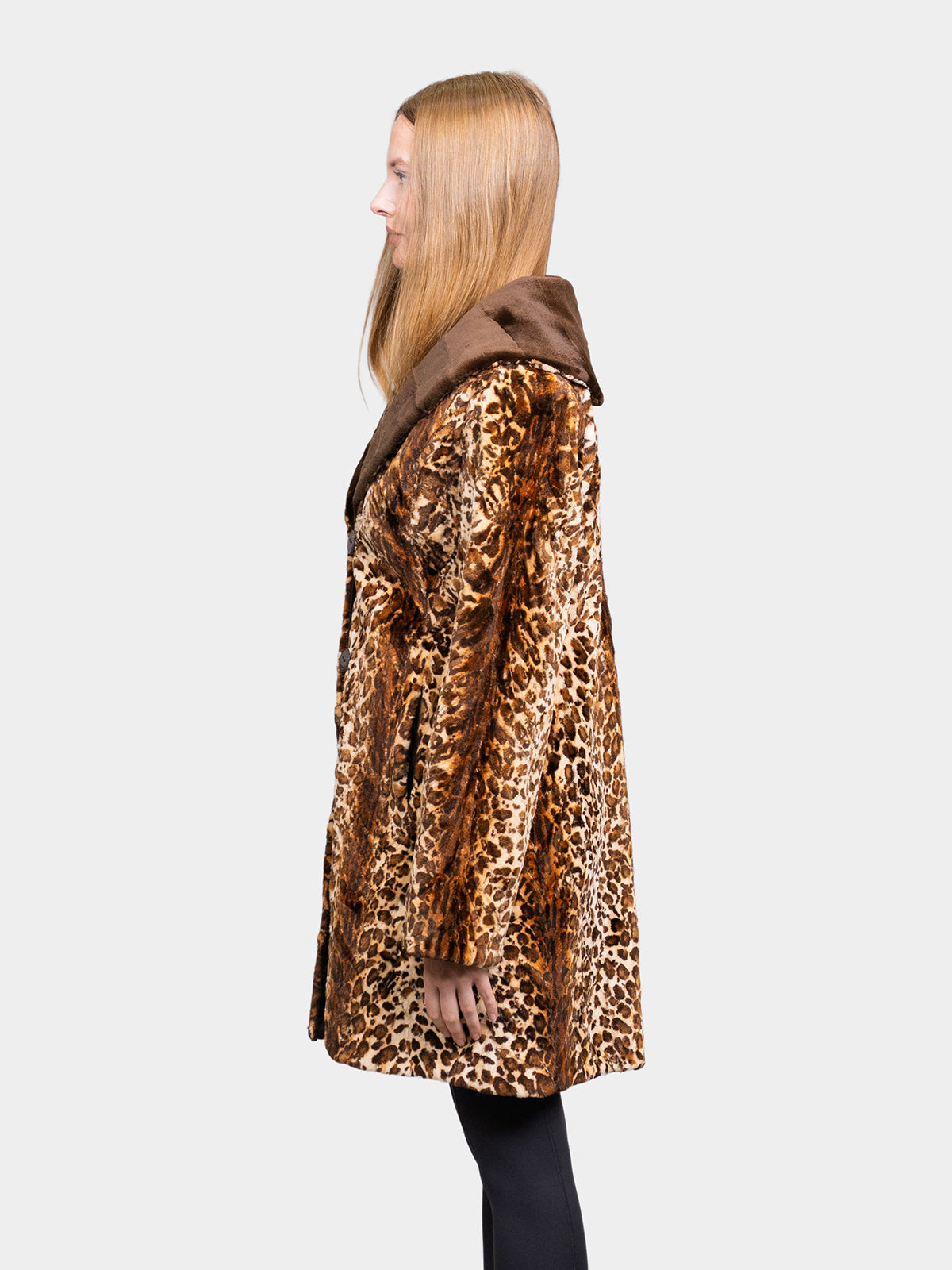 Women's Animal Printed Demi Buff Sculptured Mink Stroller