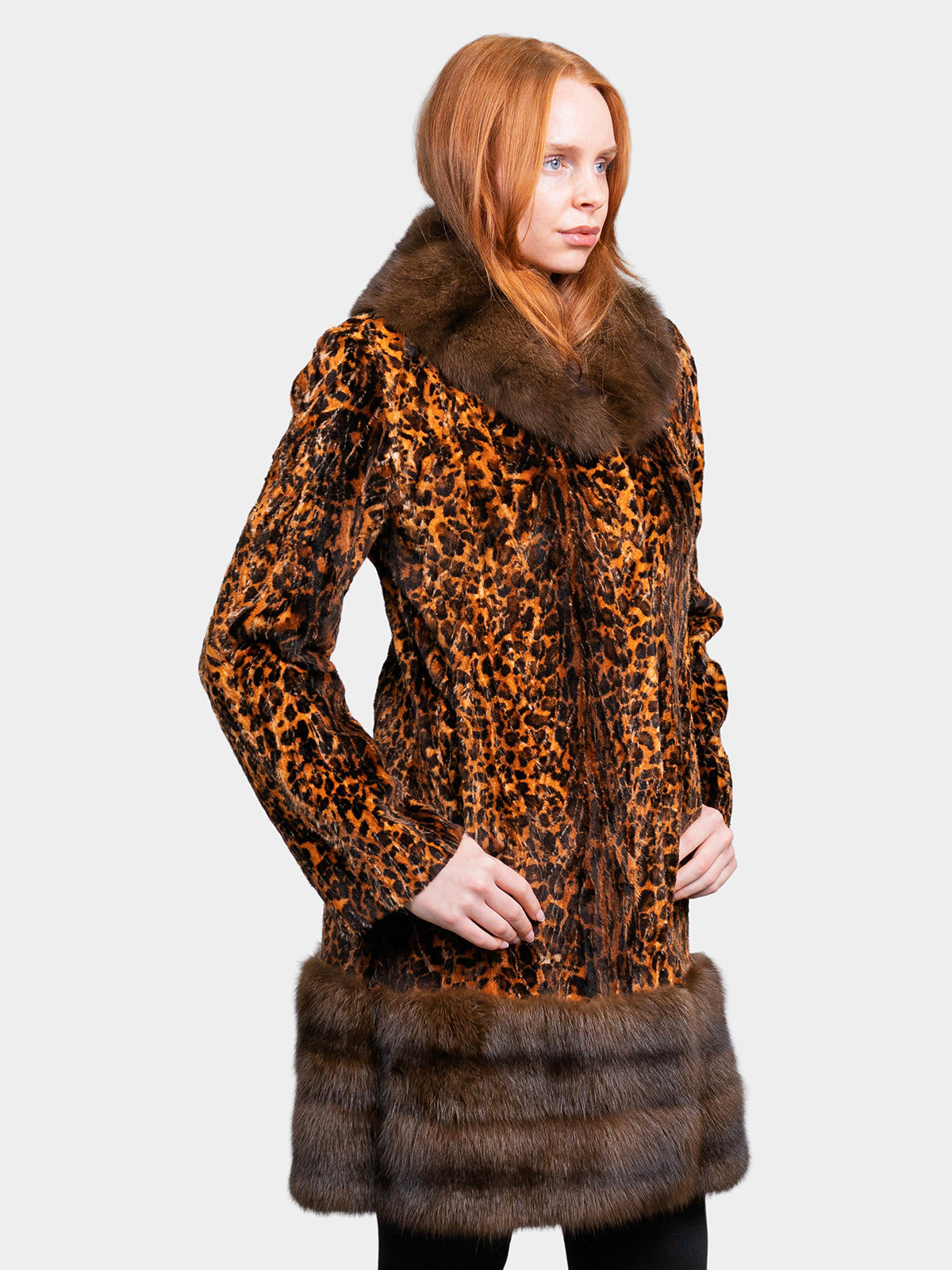 Women's Animal Print Micro Sheared Mink Stroller